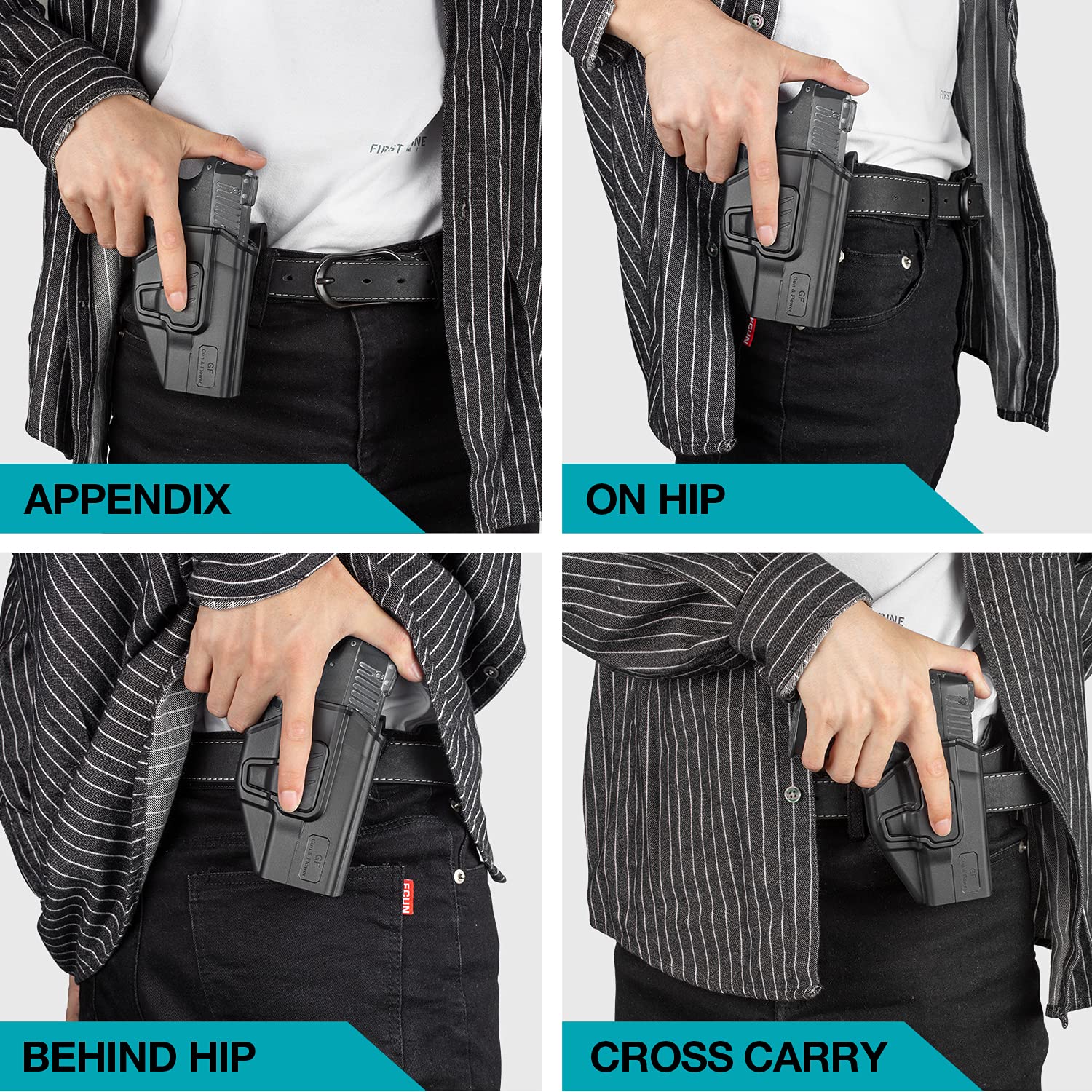 Compatible With Glock 17 Holster, Polymer Owb Holster Fits G1719233132(Gen1-5), G22 (Gen1-4), G19X45 Open Carry Holster For Outs