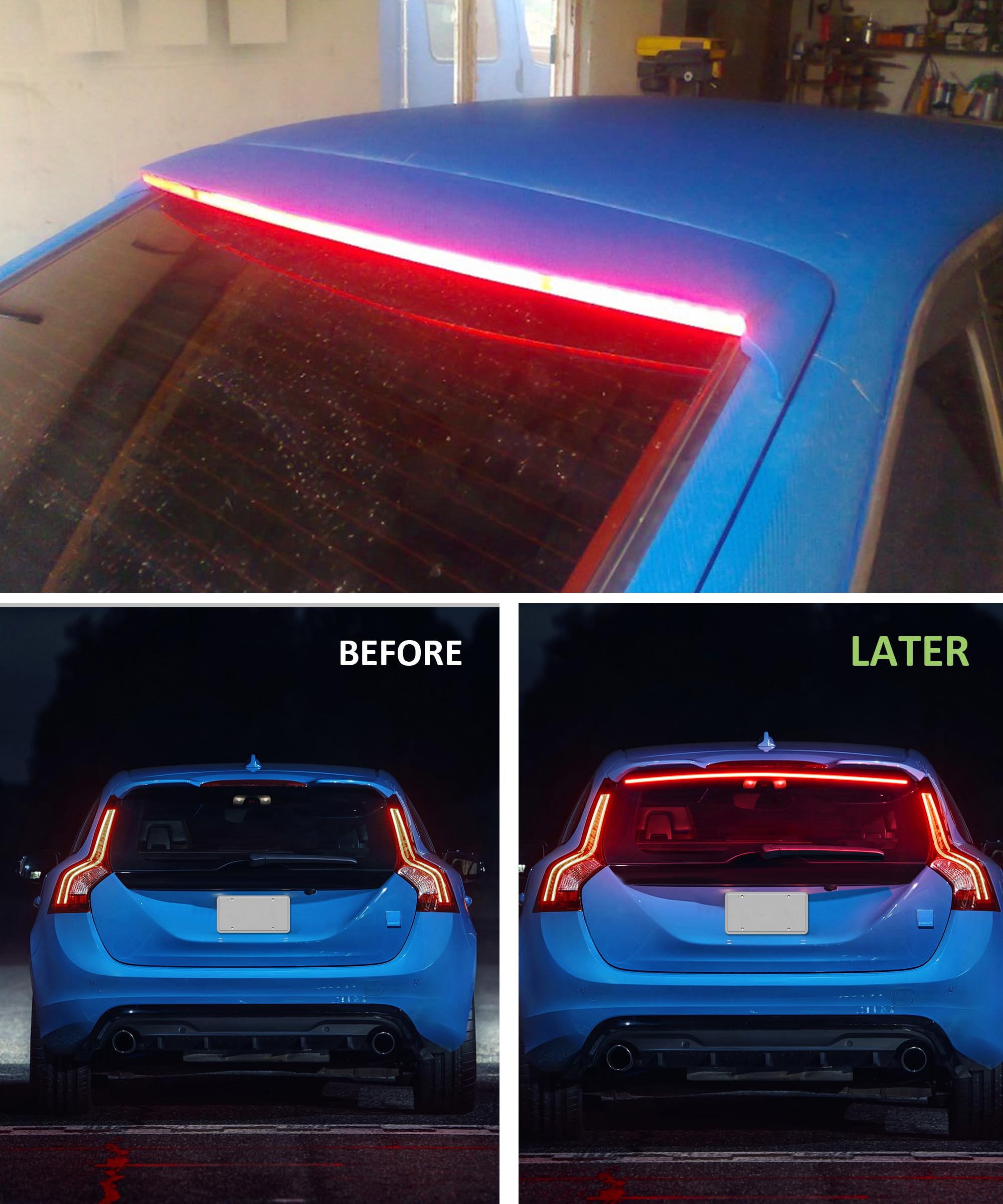 Racoona 35Inch 3Rd Brake Light,Led Brake Light Strip,150Led Dc12V Car Brake Light Strip,Car Accessories Flexible High Mount Stop