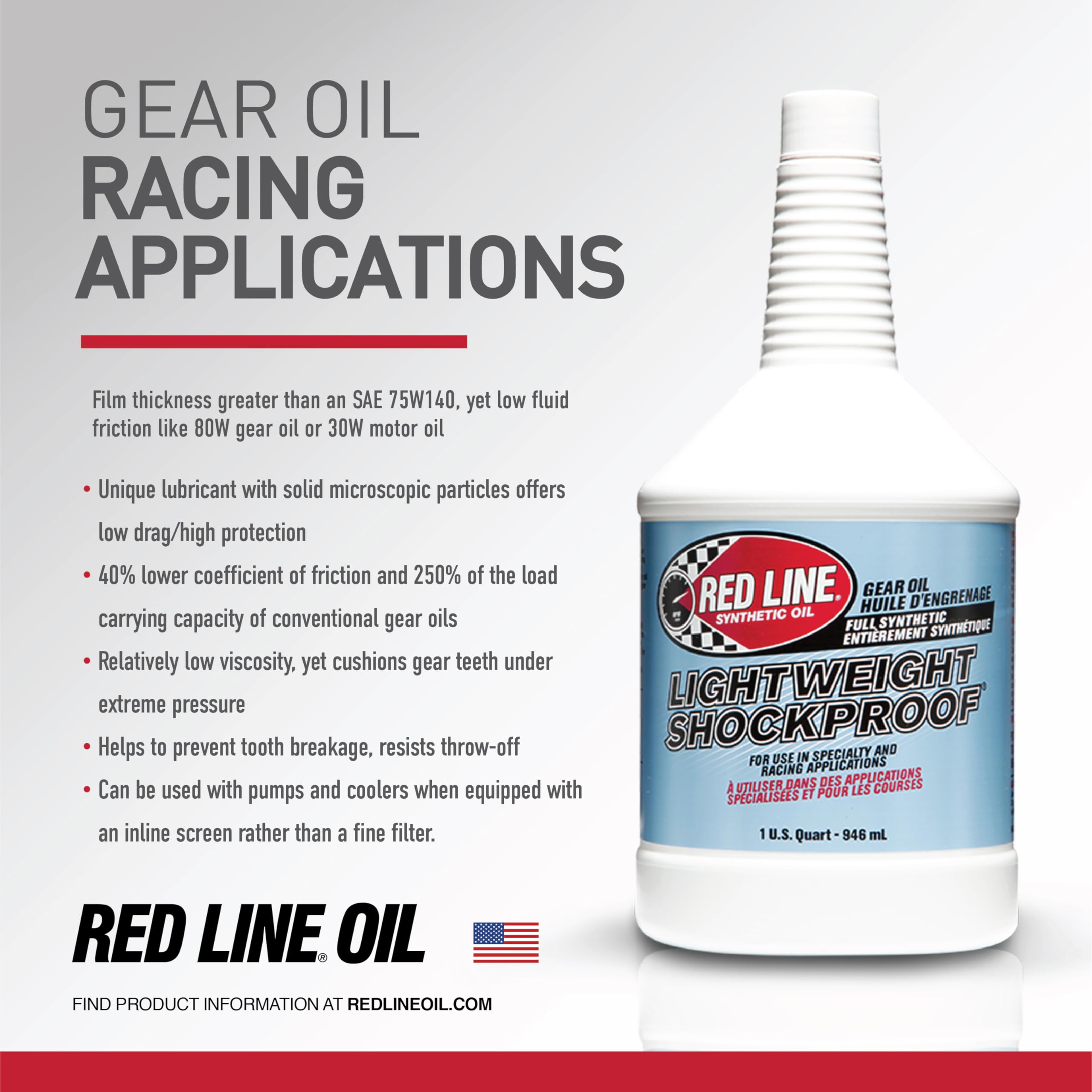Red Line 58404 Lightweight Shockproof Gear Oil - 1 Quart (12 Pack)