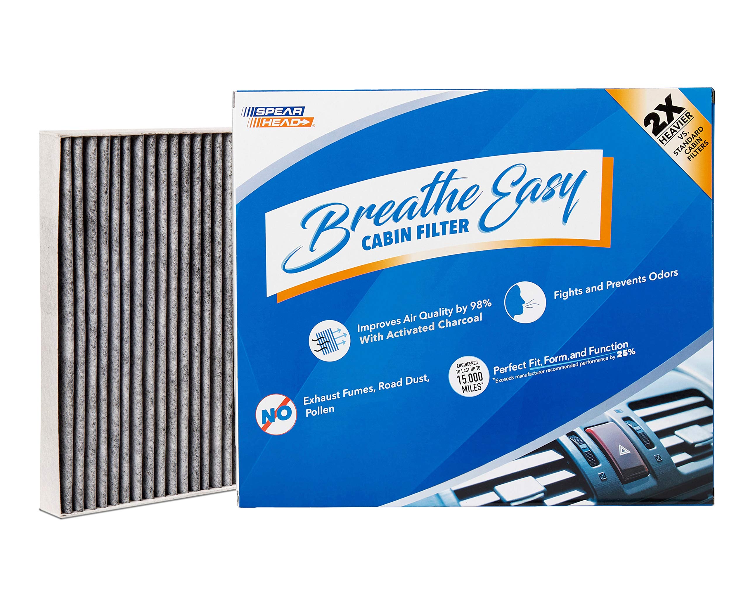 Spearhead Odor Defense Breathe Easy Cabin Filter, Fits Like Oem, Up To 25% Longer Lasting W/Activated Carbon (Be-151)