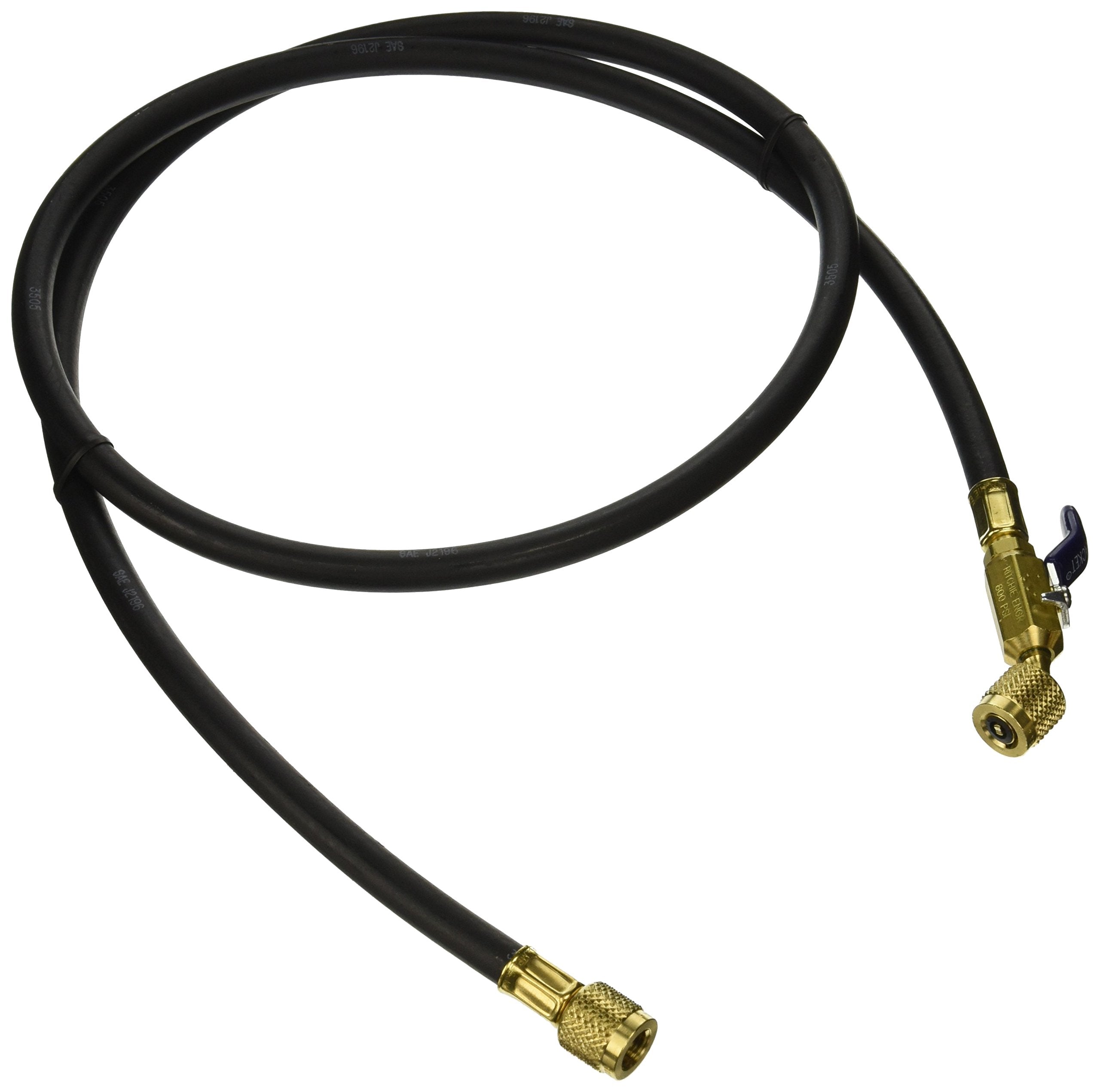 Yellow Jacket 29595 Plus Ii 1/4' Hose With Compact Ball Valve, 60', Black