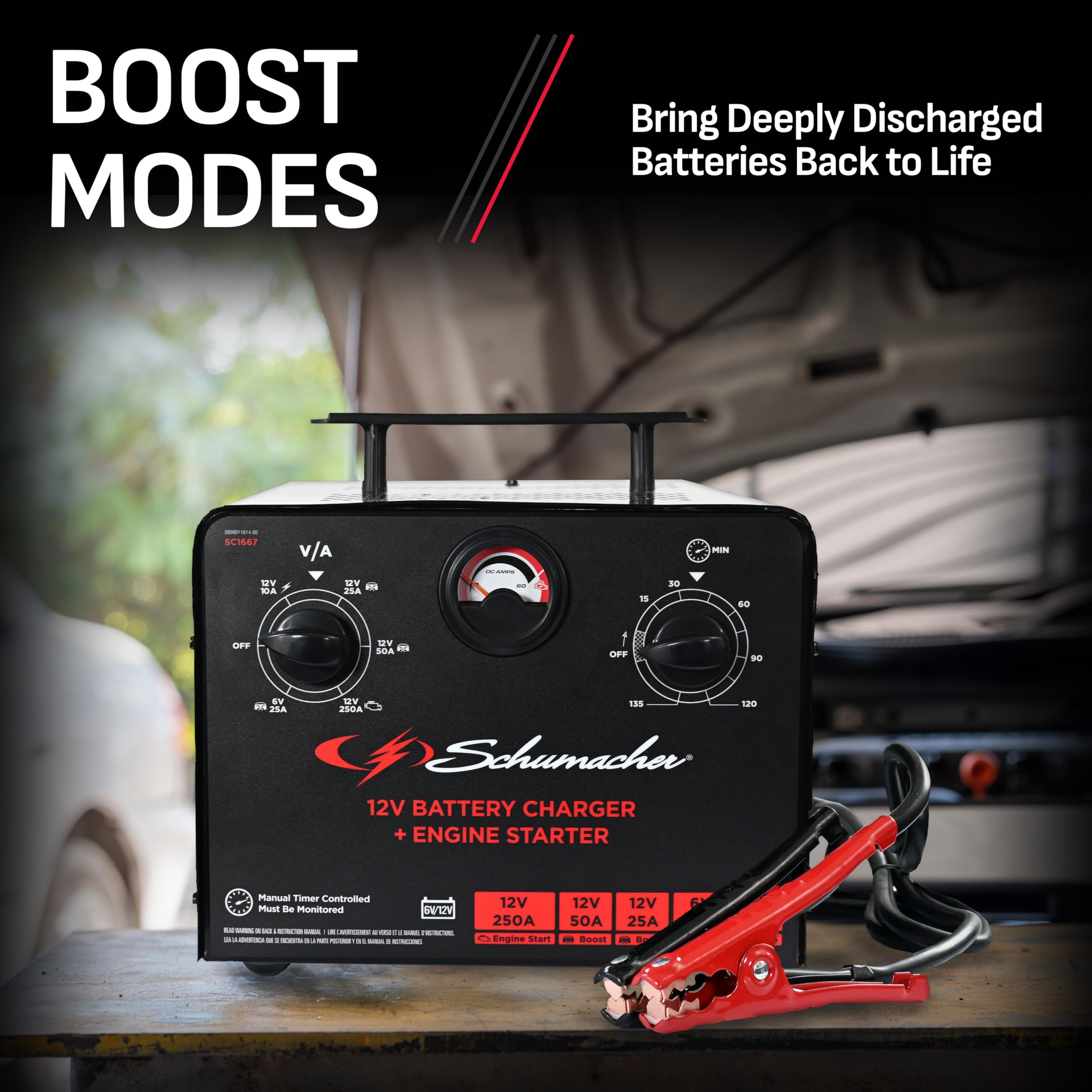 Schumacher Electric 6V/12V Time Controlled Battery Charger & Engine Starter - Precision Controlled Charger with 135-minute Timer