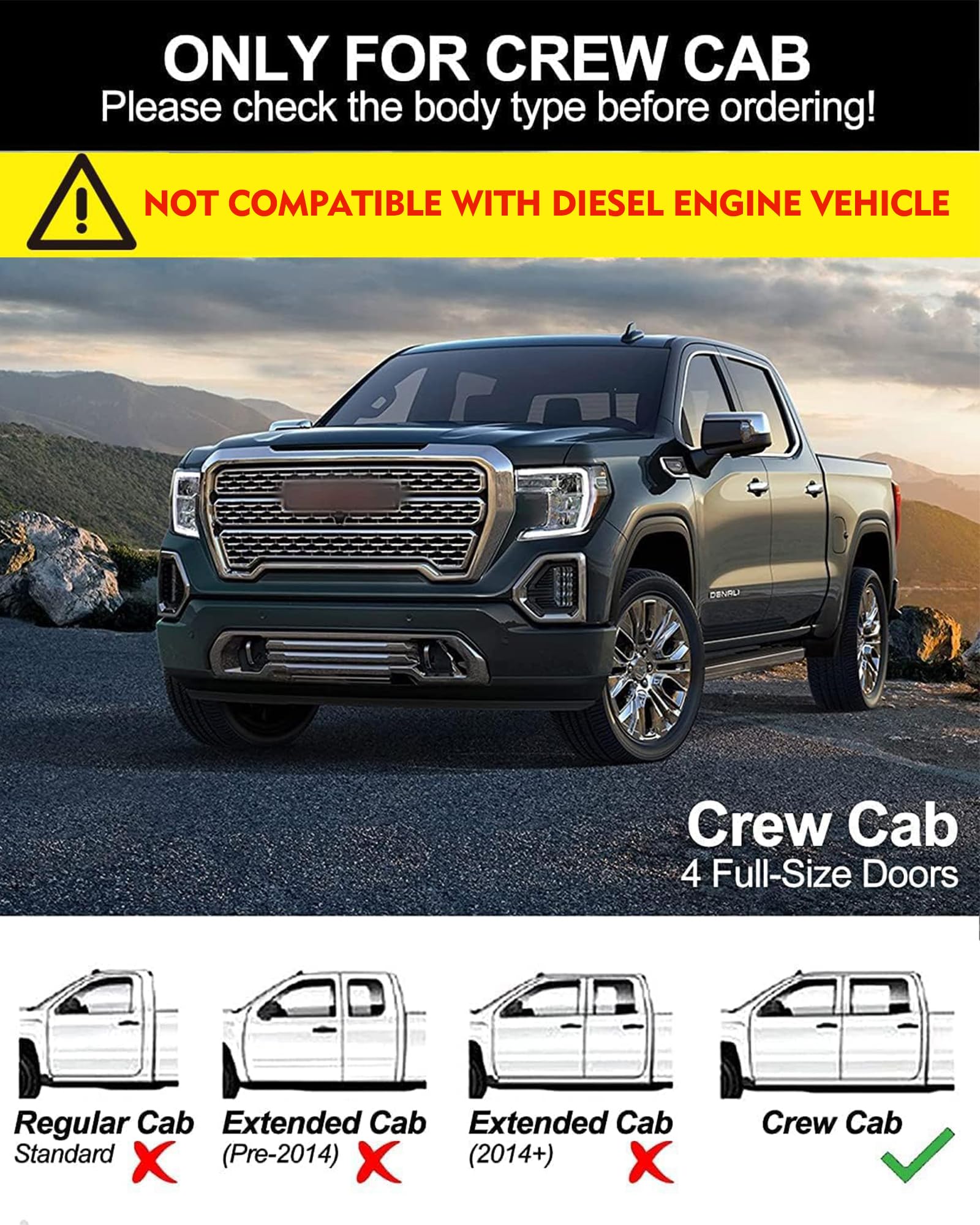 KYBOLT Running Boards Compatible with 2007-2018 Chevy Silverado/GMC Sierra 1500 Crew Cab,Aluminum Running Boards for 2007-2019 S