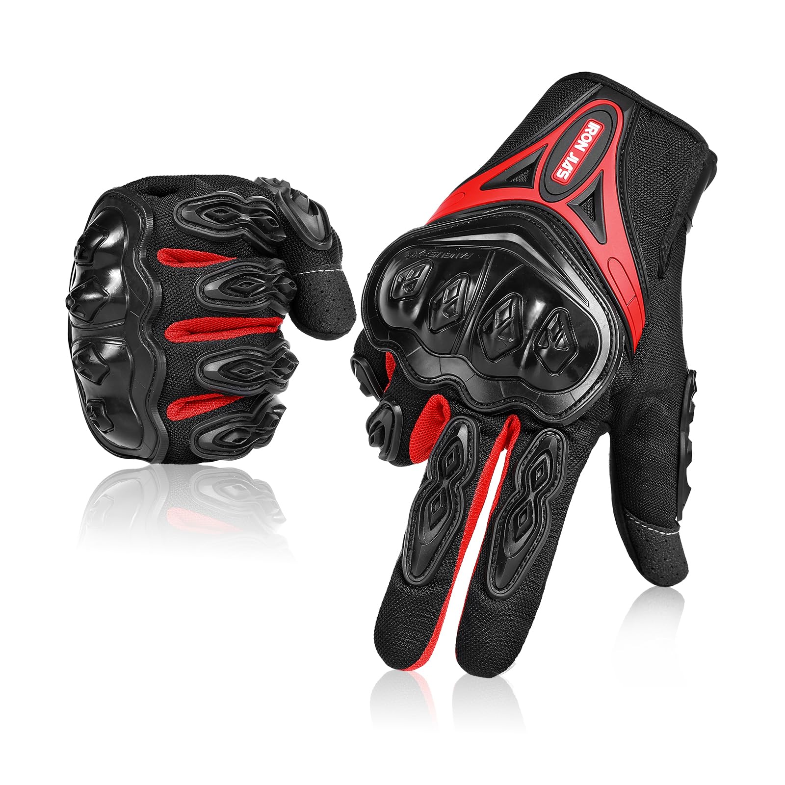 Iron Jia'S Motorcycle Gloves Full Finger Durable For Road Racing Bike Summer Spring Powersports Support Touch Screen Red-M