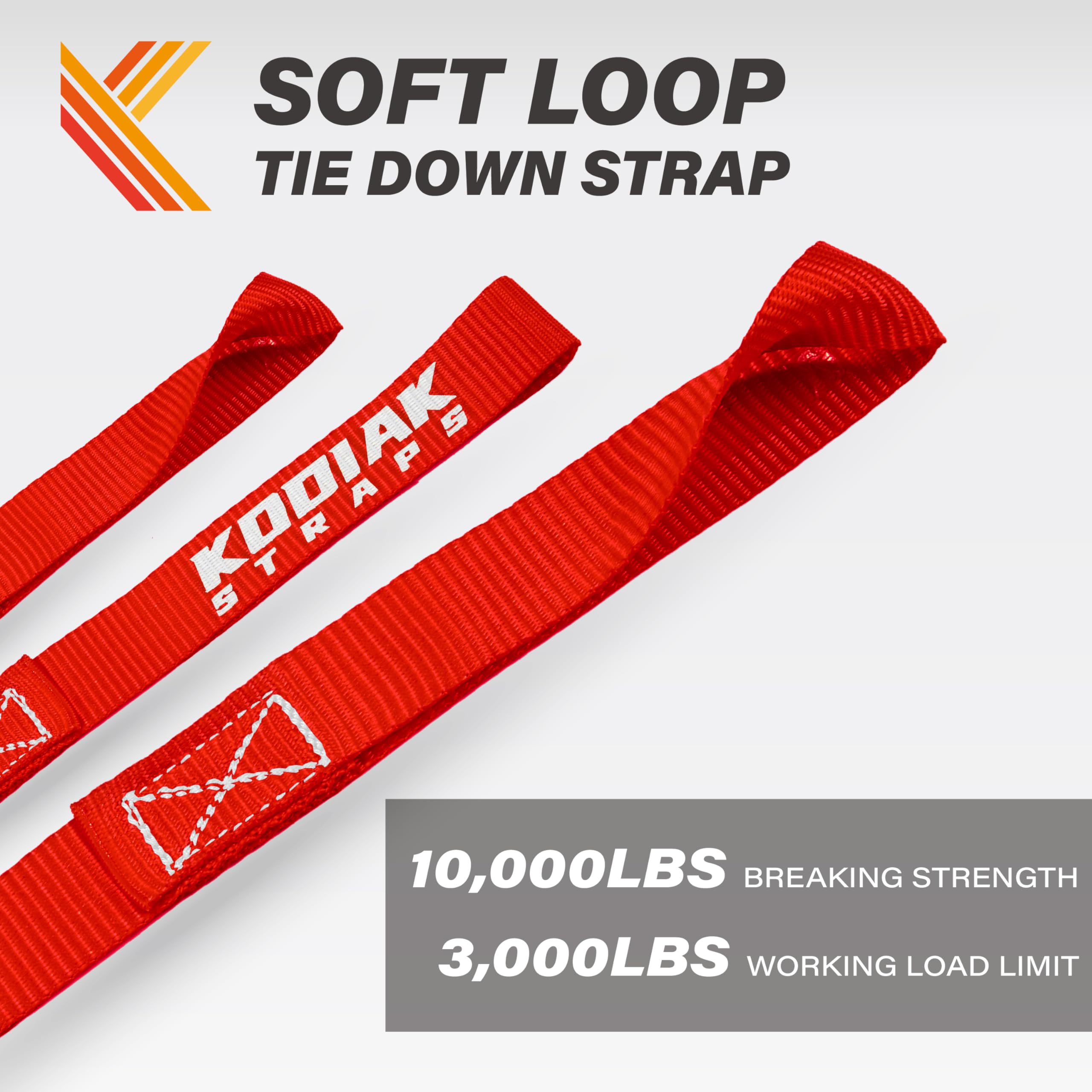 Soft Loop Tie Down Straps - 1 X 12 Inches- 4,500 Lb Load Capacity - Red 6 Pack - Loops For Securing Atv, Utv, Motorcycles, Scoot