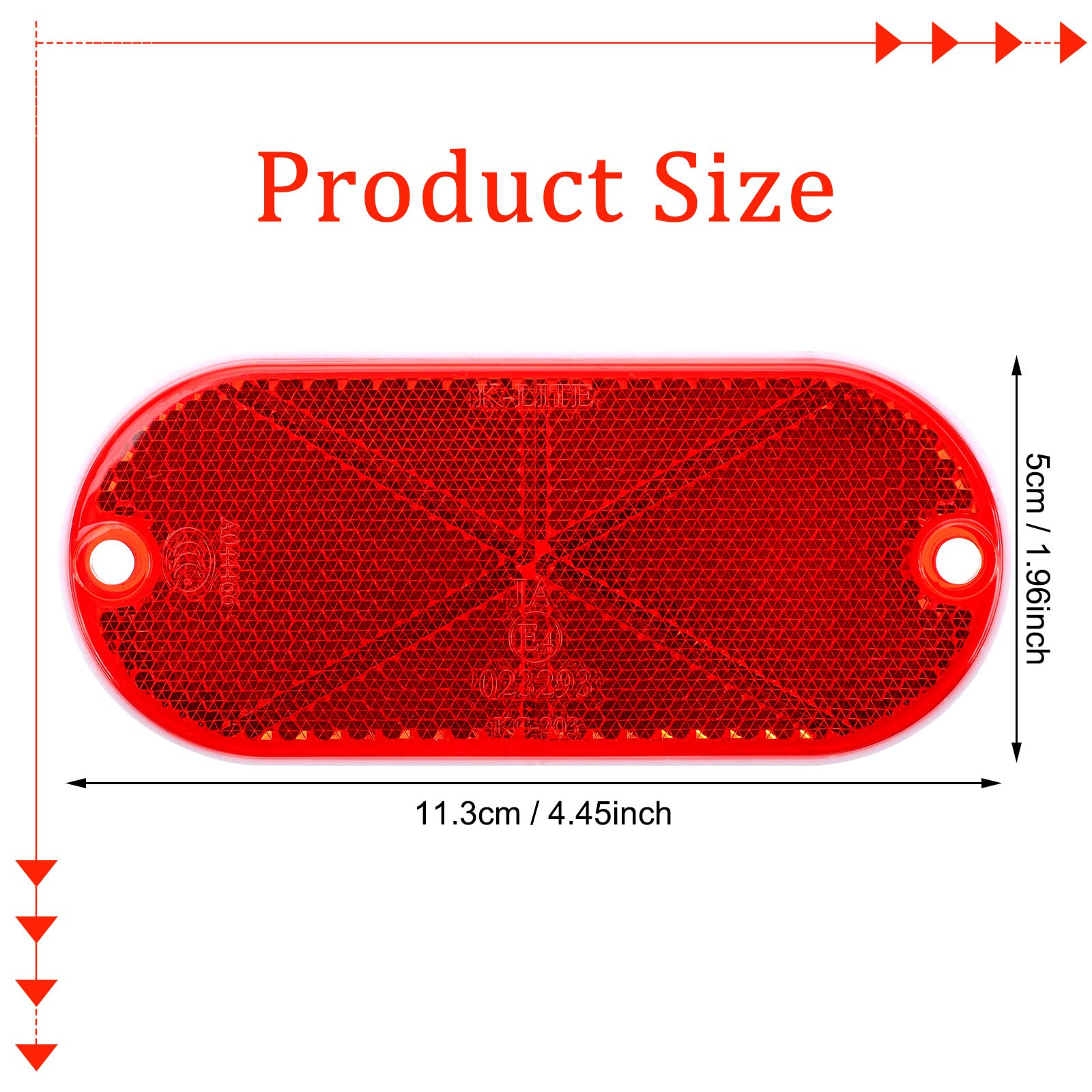 10 Pack Front Reflector Oval Reflector For Driveway Fence Gate Posts Trailers Safety Reflectors Automobiles Boats Mailboxes Reflector With Center Mounting Hole (Red)
