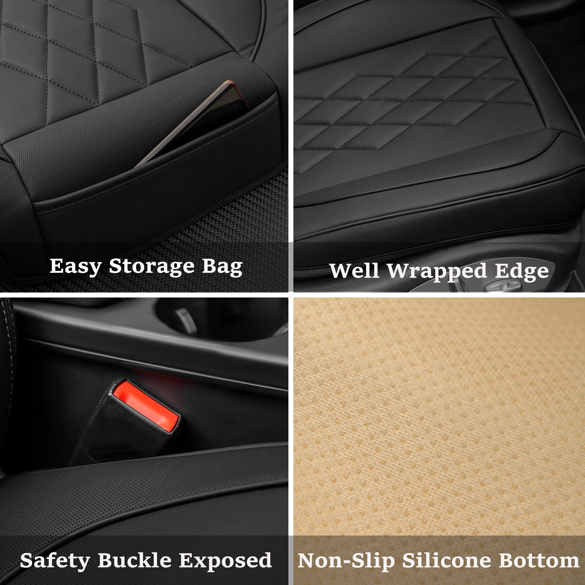 Jojobay Leather Car Seat Cover,Bottom Seat Covers For Cars,Front Seat Protector,Fit For 95% Of Vehicles - Padded,Anti-Slip,Premi