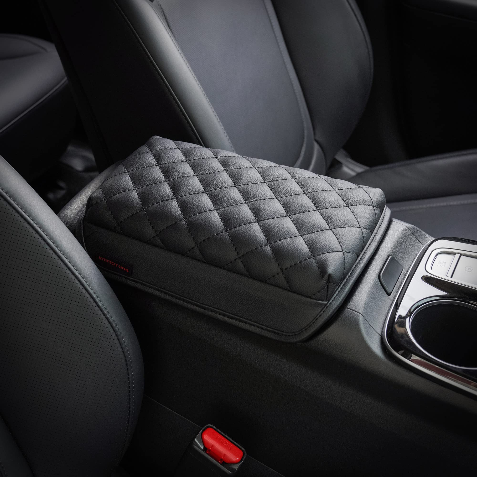 KMMOTORS Tucson NX4 (2022, 2023, 2024) Center Console Cover Black, Armrest Cushion, Tucson Accessories, Vegan Leather, Console L