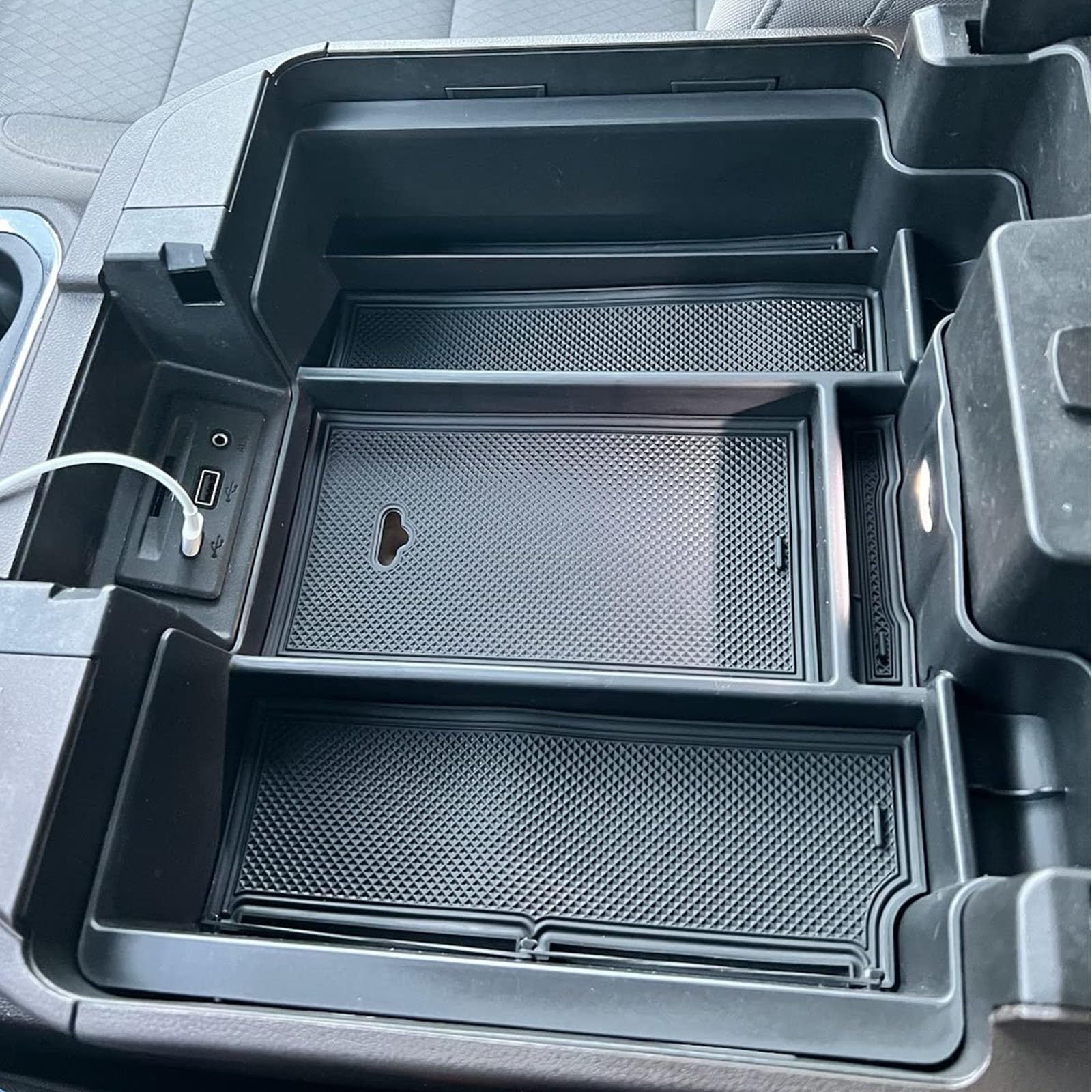 Zxiaochun Center Console Armrest Box Organizer Tray For 2019-2022 Chevy Silverado/Gmc Sierra 1500 And 2020-2023 Silverado/Sierra 2500/3500 Hd Accessories (Full Console W/Bucket Seats Only) Black Trim