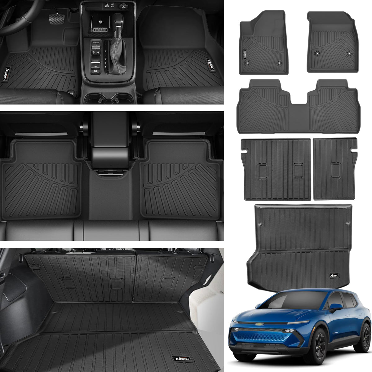 Floor Mats For 2025 Chevrolet Equinox Ev Trunk Mat With Backrest Mat All Weather Tpe Rubber Cargo Liner Back Seat Cover 3Rd Row