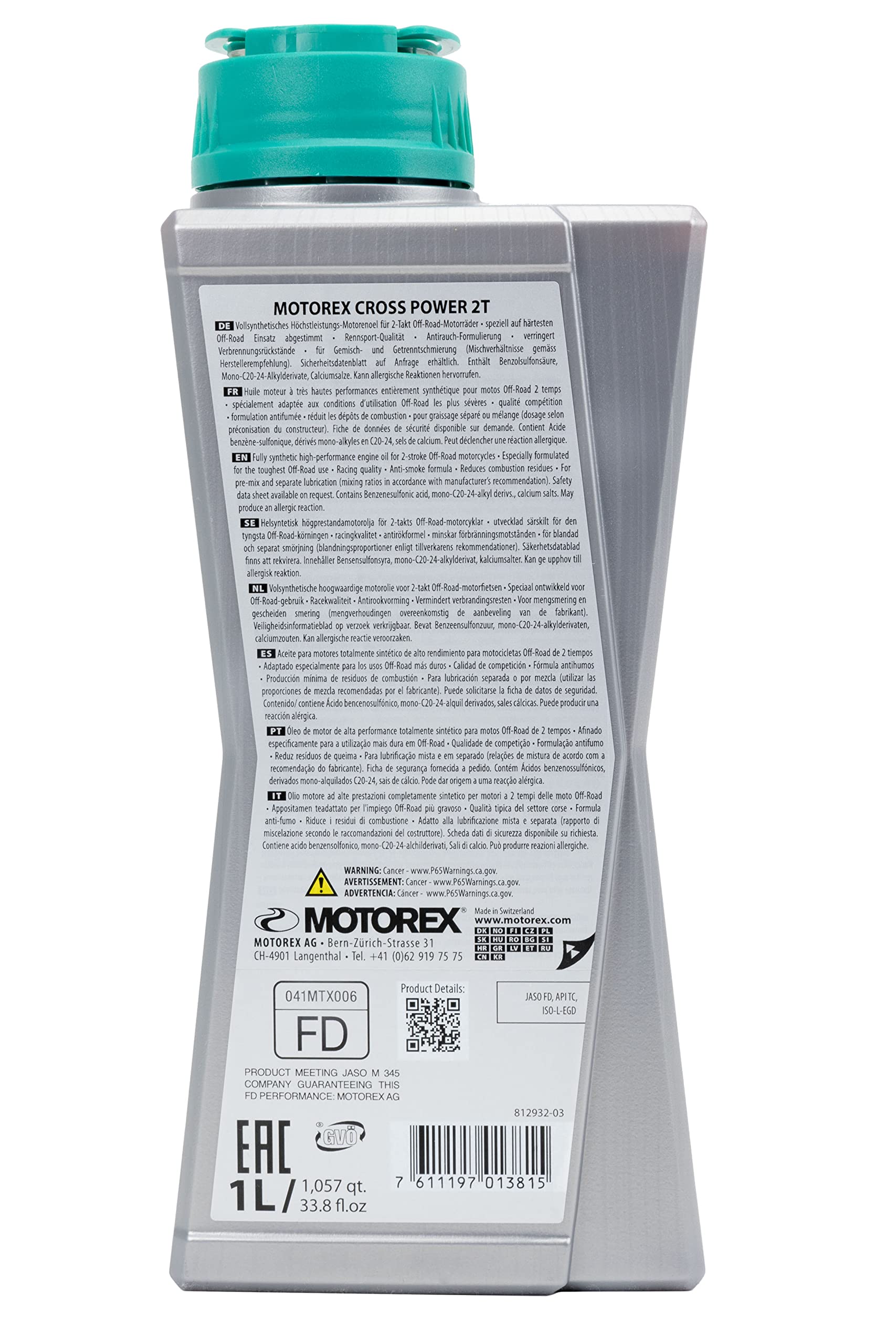 Motorex 102242 Cross Power 2T 100% Syn 1Ltr