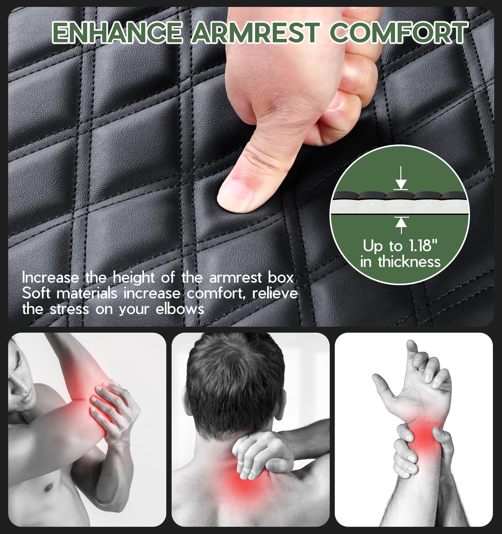 Sinvanho Center Console Cover Compatible With Ford F150 2015-2020, F250 F350 F450 2017-2022, Expedition 2018-2024, Pu Leather Ar