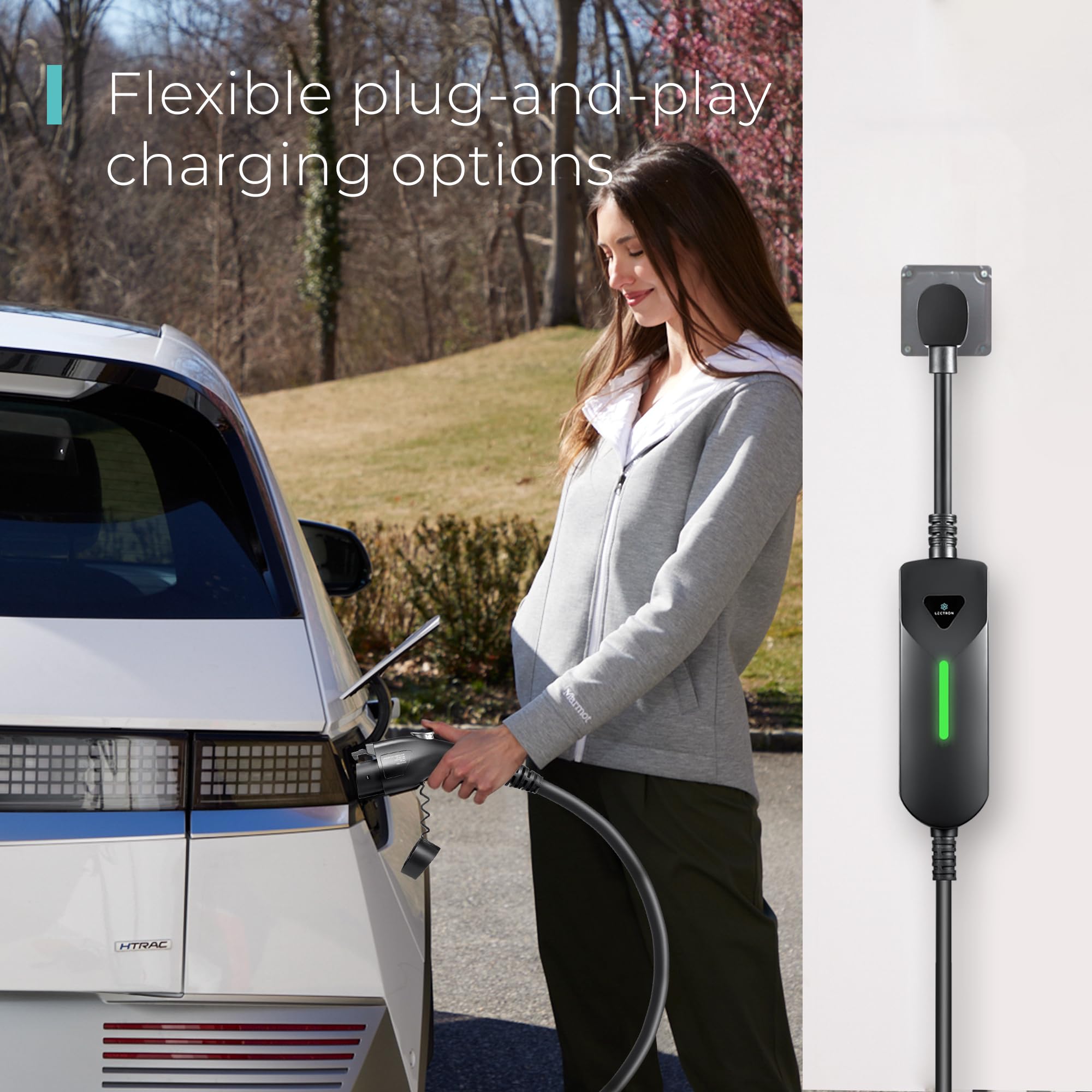 Lectron Level 1 / Level 2 Ev Charger (12 Amp / 40 Amp) With Dual Charging Plugs (Nema 5-15 & 14-50) - Portable Electric Car Char