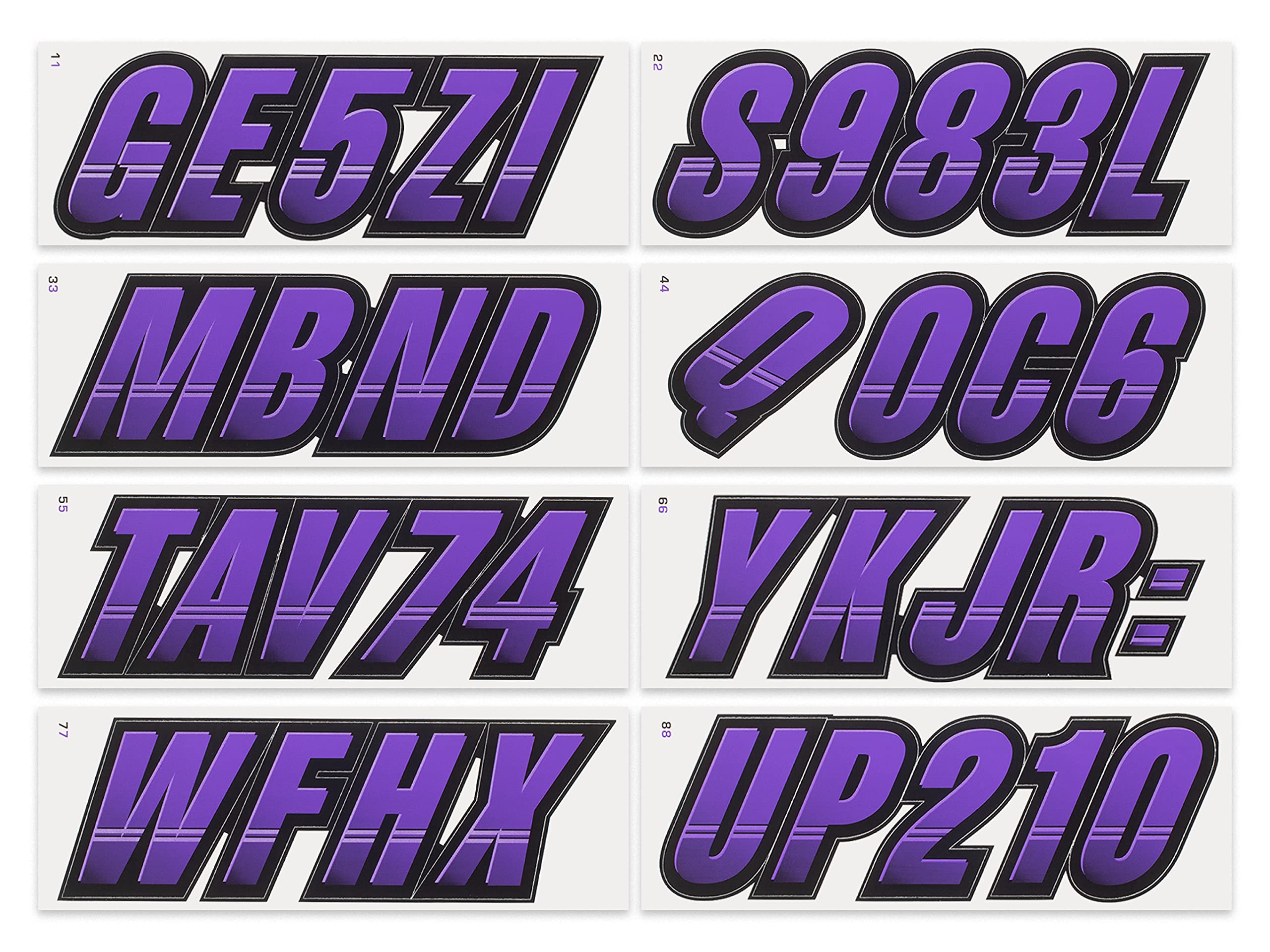 Stiffie Techtron Purple/Black 3 '' Boat & Pwc Registration Decals  Numbers Letters Stickers