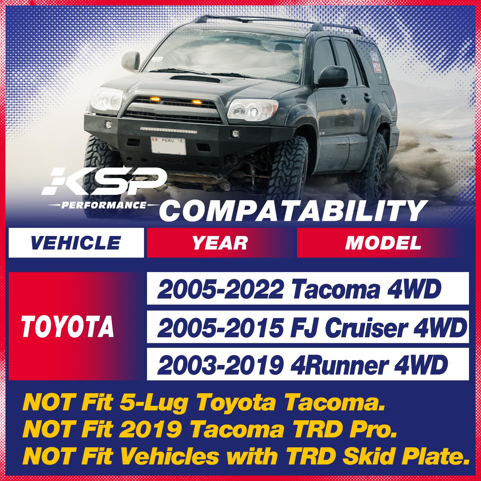 KSP Diff Drop, CNC Machined T6 Aircraft Billet Aluminum Differential Drop kit with skid plate drop spacer fit for Tacoma 4Runner