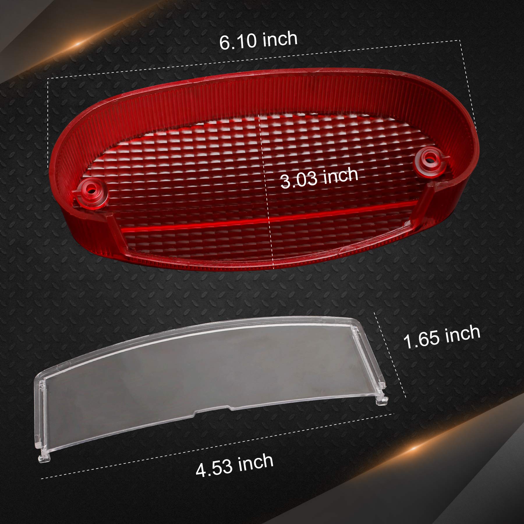 Nthreeauto Red Tail Light Lens Cover Rear Taillights Lenses Compatible With Kawasaki Vulcan 500 1996-2009, Brute Force 650 2006-2013, Brute Force 750 2005-2011, Eliminator