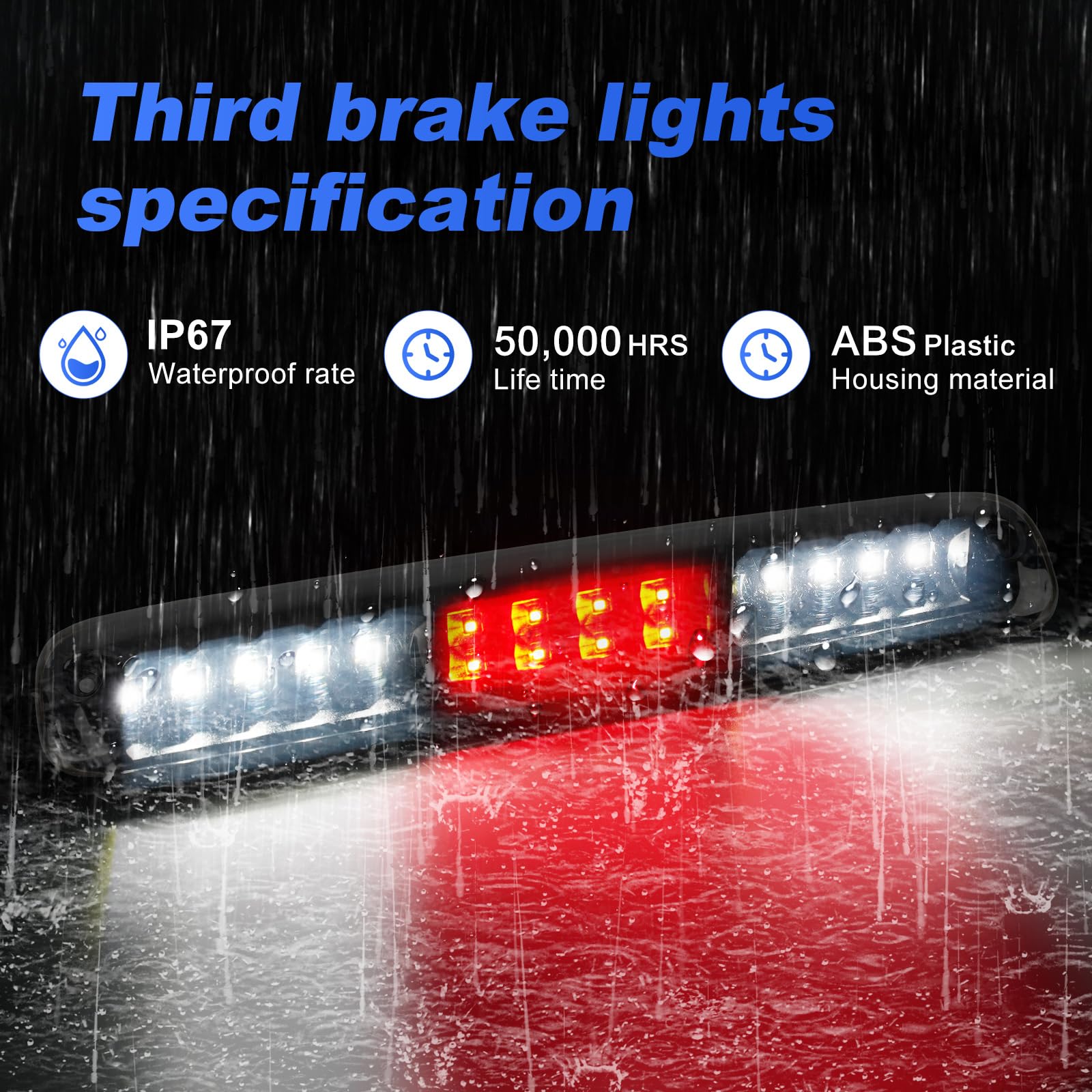 Bordan Led Third Brake Light Rear Cargo Lamp High Mount Stop Light, Red 3Rd Brake Lights Fit For 1999-2006 Chevy Silverado Gmc S