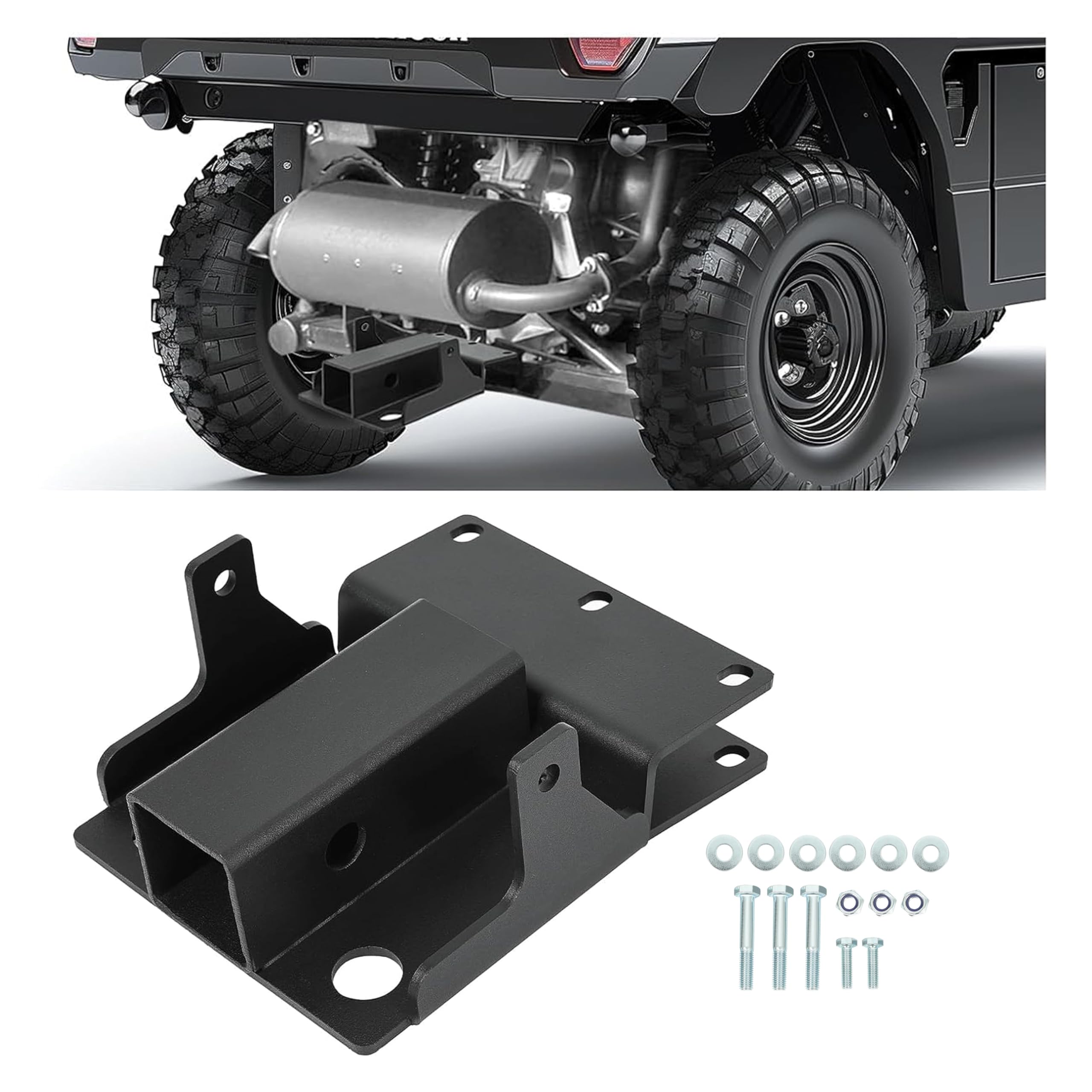 HECASA 2 Rear Trailer Hitch Receiver Compatible with Kawasaki Mule 600 610 2007-2016 Fit for Mule SX 2017-2024 UTV Towing Rear