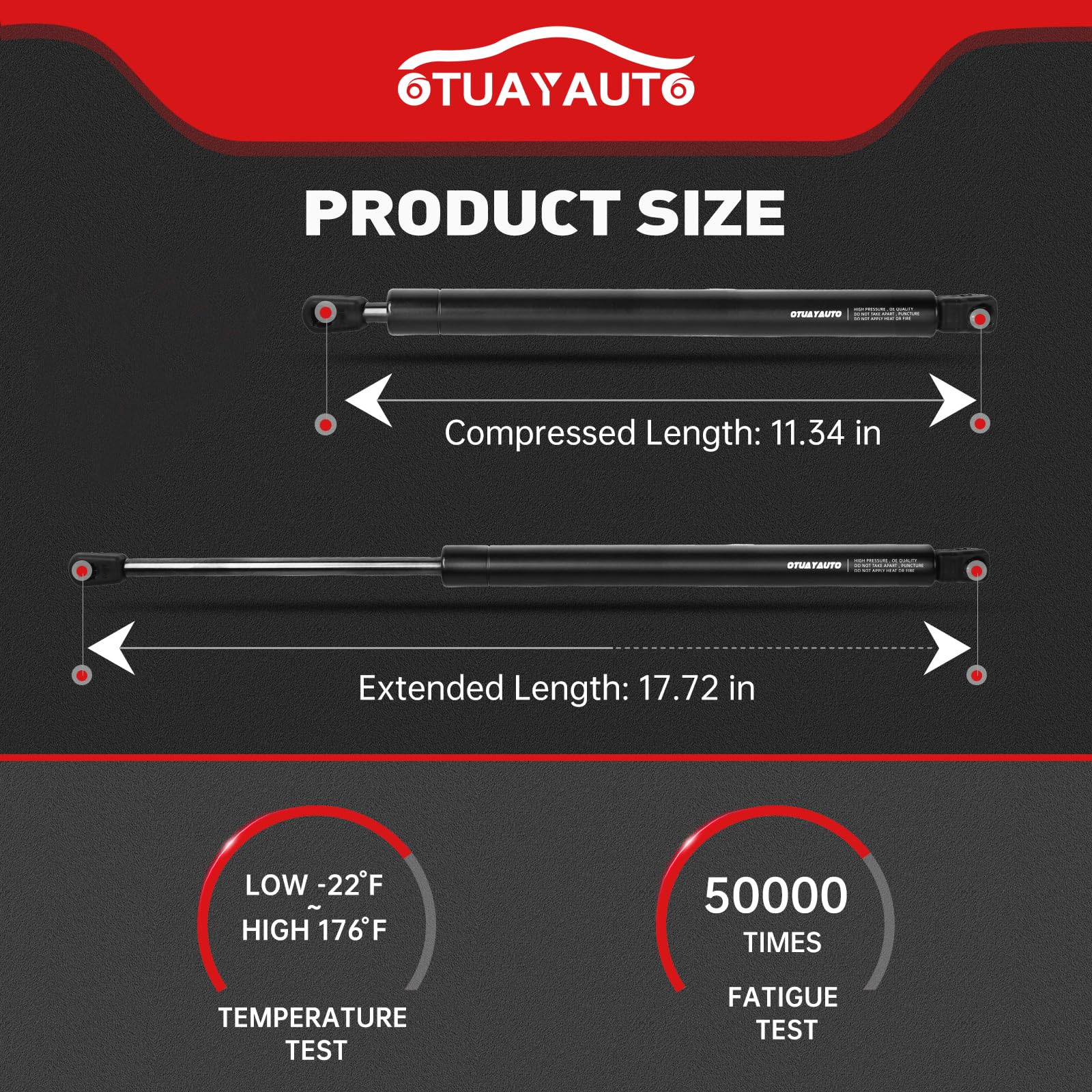 OTUAYAUTO Rear Hatch Struts Lift Supports Replacement for 2007-2012 Hyundai Santa Fe Liftgate Shocks OEM PM1017 (Pack of 2)
