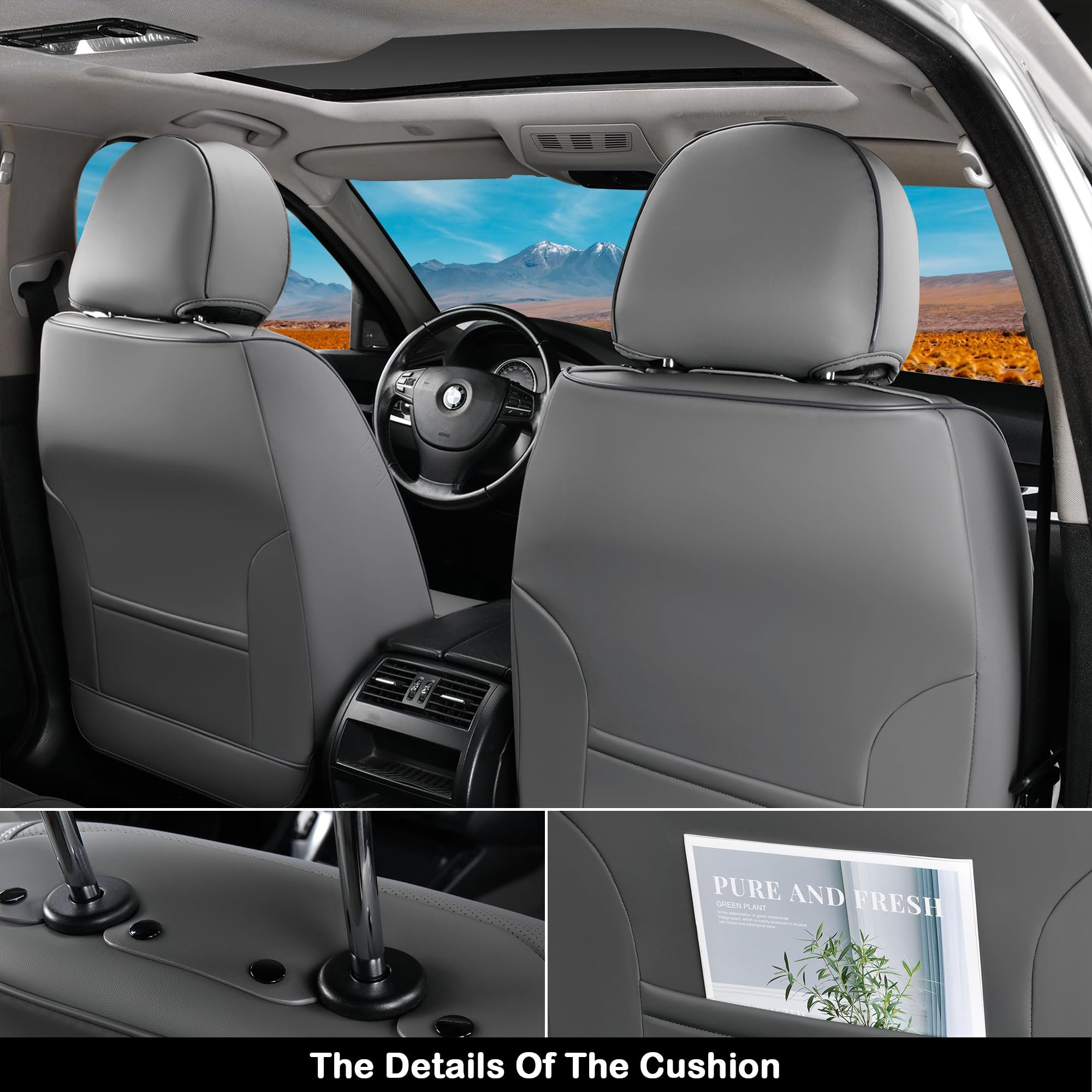 Coverado Seat Covers, Car Front Seat Covers With Backrest, Nappa Leather Car Seat Protectors,Waterproof &Breathable,Anti-Slip Au