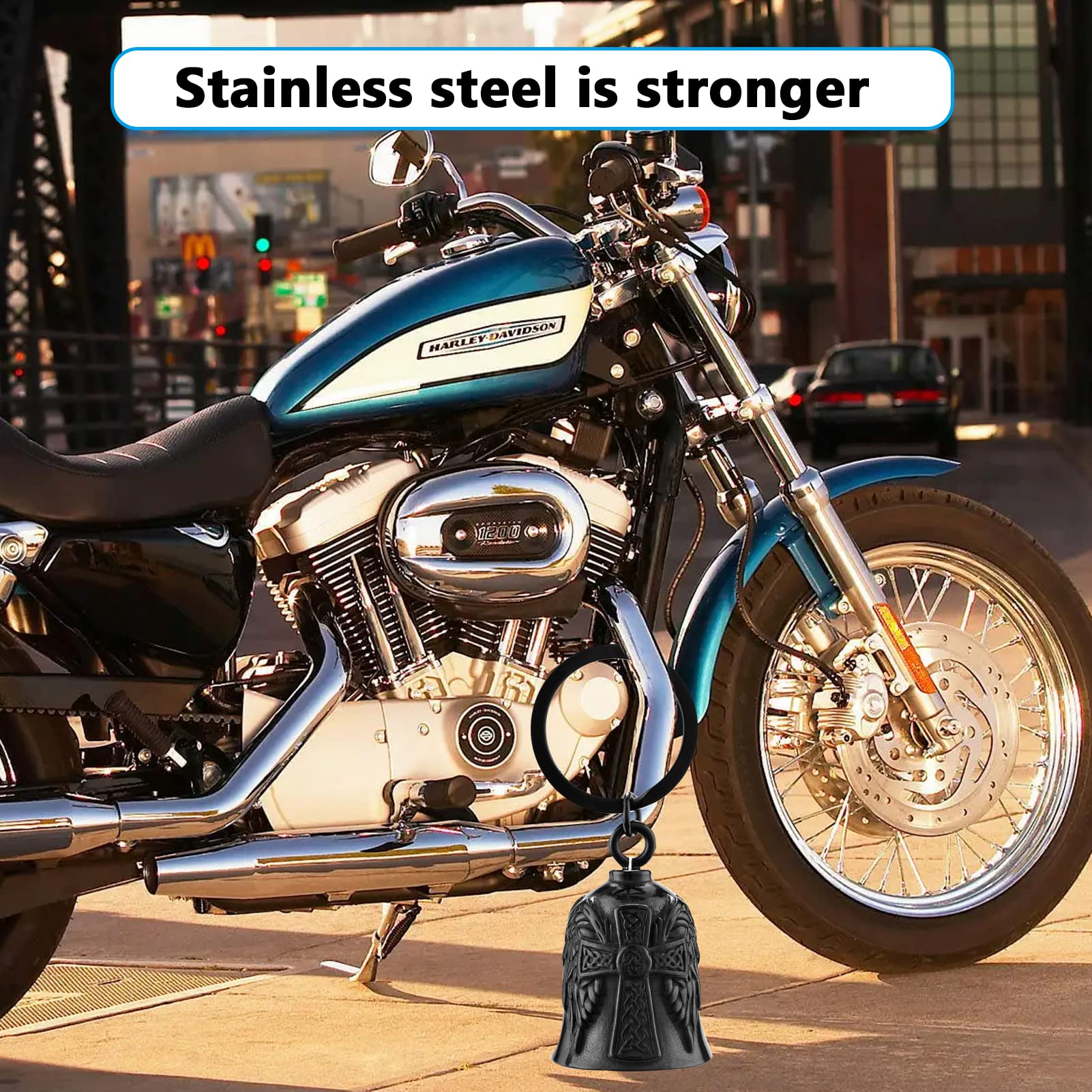 CYZBTBl Large Motorcycle Bell for Men & Women - Biker Safety Accessory in Cetic Cross Design