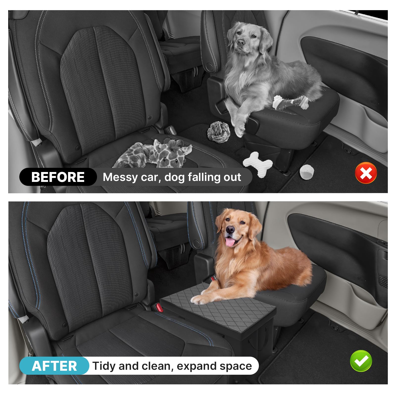 Mixsuper Liner Car Seat Organizer for Chrysler Pacifica 2017-2025, Console Organizer Backseat Box for Pacifica, Dog Toy Box Stor