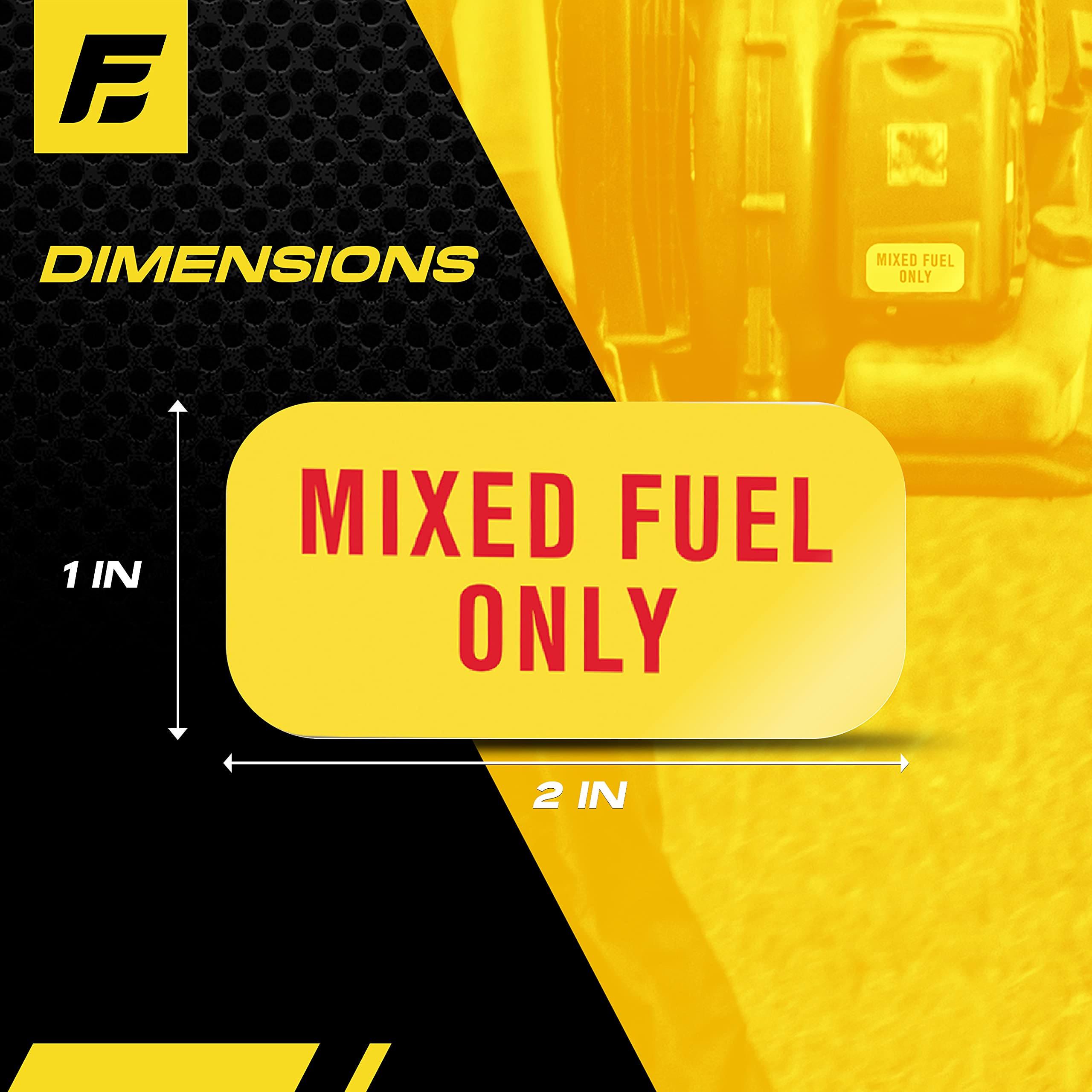 Mixed Fuel Only Stickers, 2 Cycle Labels For Outdoor Fuel Power Equipment - Weather Proof, Extreme Stick, Commercial Grade Label