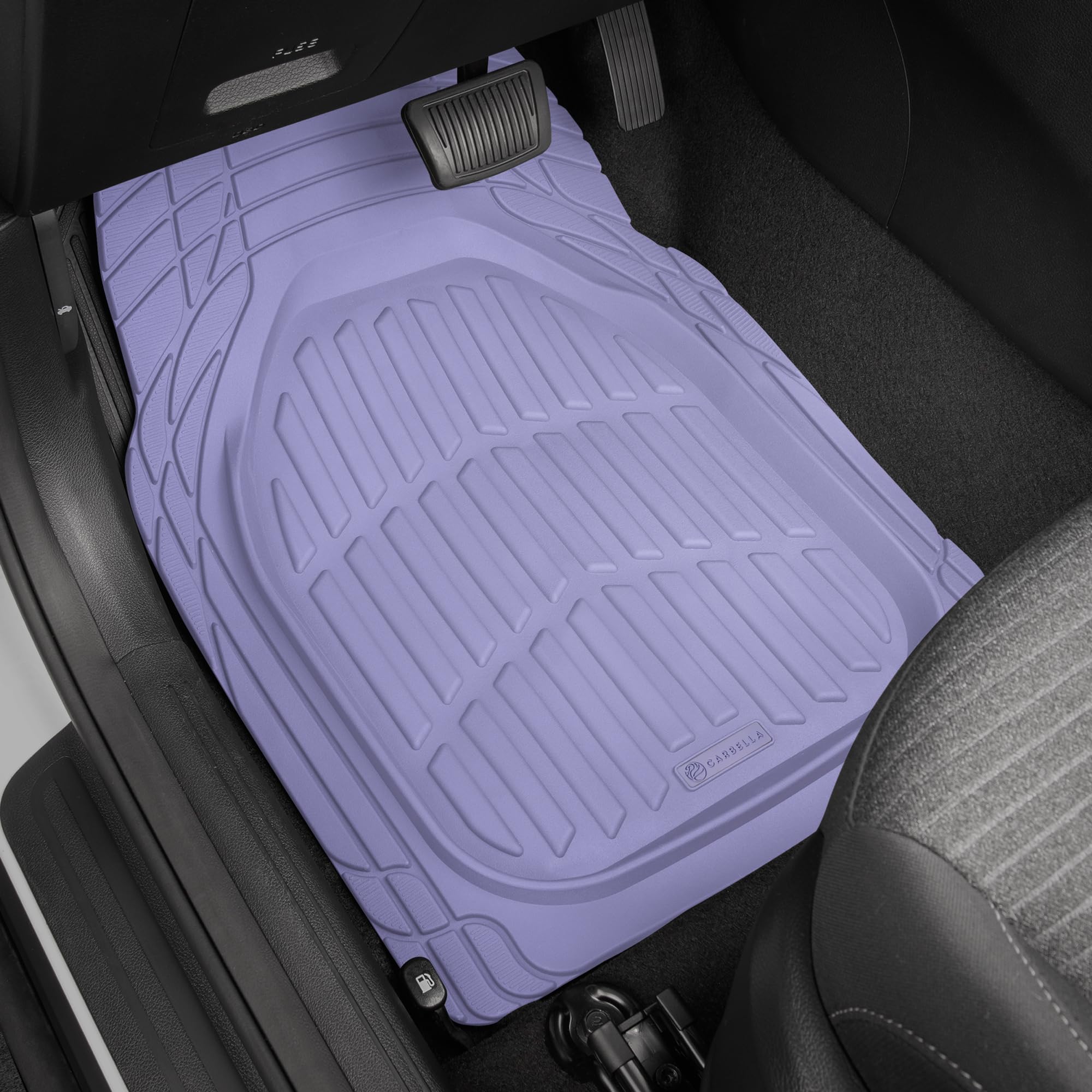CARBELLA Lavender 4-Piece Rubber Car Floor Mats - Universal Fit All Weather Accessories for Women - Cute Girly Decor for Car, Truck & SUV