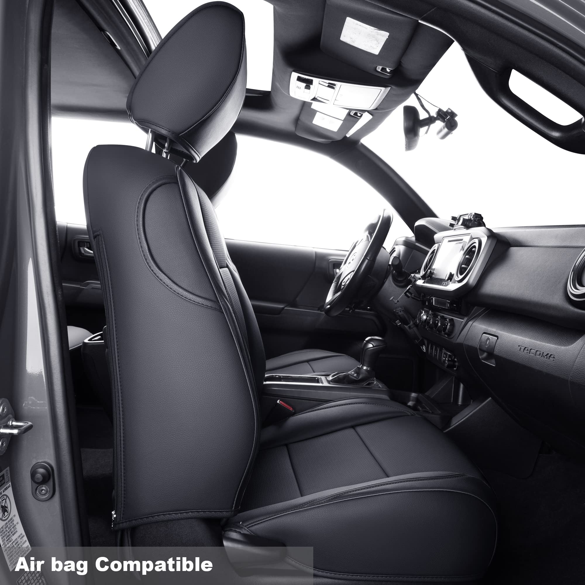 Luckyman Club 2 Front Tacoma Seat Covers Custom Fit 2016-2023 Tacoma Crew Cab And Extended Cab (Black 2 Pcs)