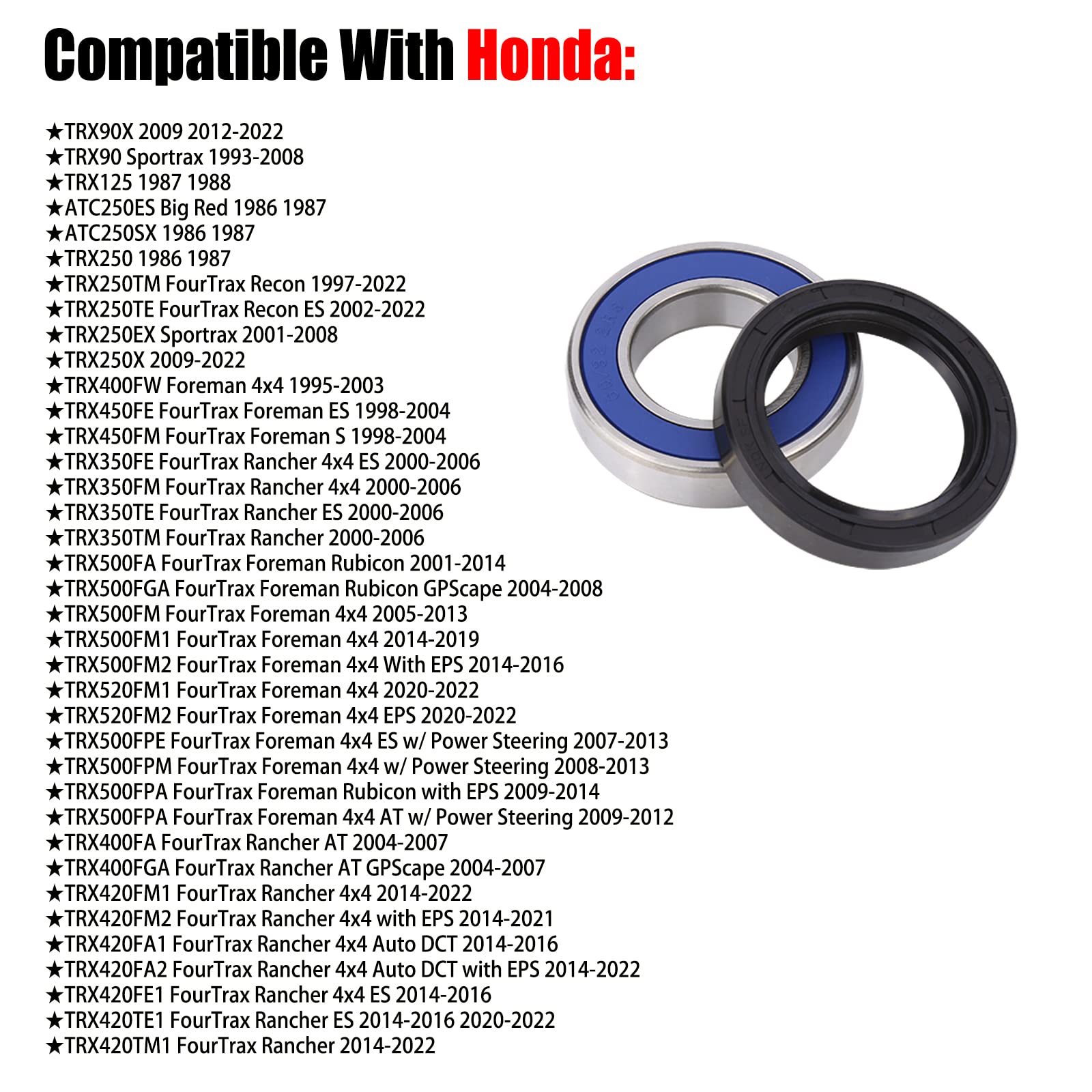 Rear Axle Bearing Wheel Hub Housing Bearing With Seal Kit For Honda Atc250 Trx250, Foreman 400 500 520, Trx450 S/Es, Rancher 350