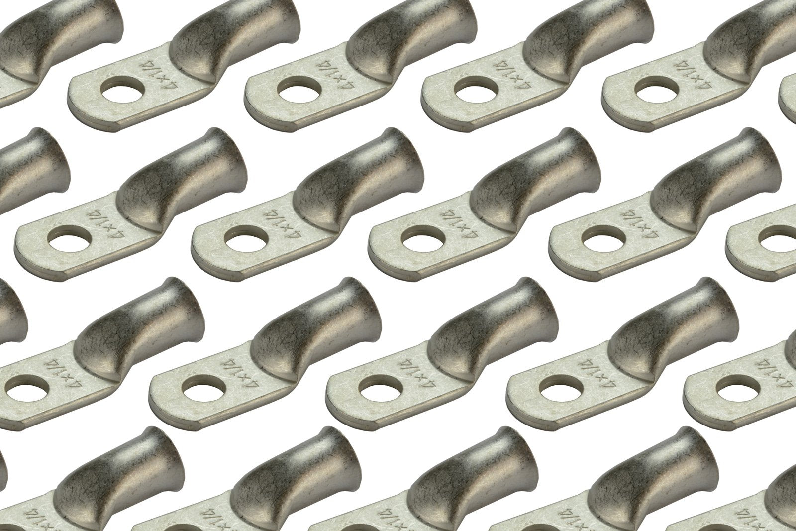 Temco 25 Pack Tinned Copper Welding Battery Cable Ends, Lugs Terminal 4 Awg 1/4'' Hole - Marine Grade (6 Awg To 1/0 Awg Options