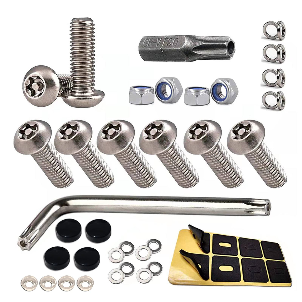 Aootf Stainless Steel License Plate Screws - Anti Theft License Plate Frame Bolts Tamper Resistant Fasteners | 1/4(M6) Security Machine Screws | Qty 8 | For Protection License Plates On Cars Trucks