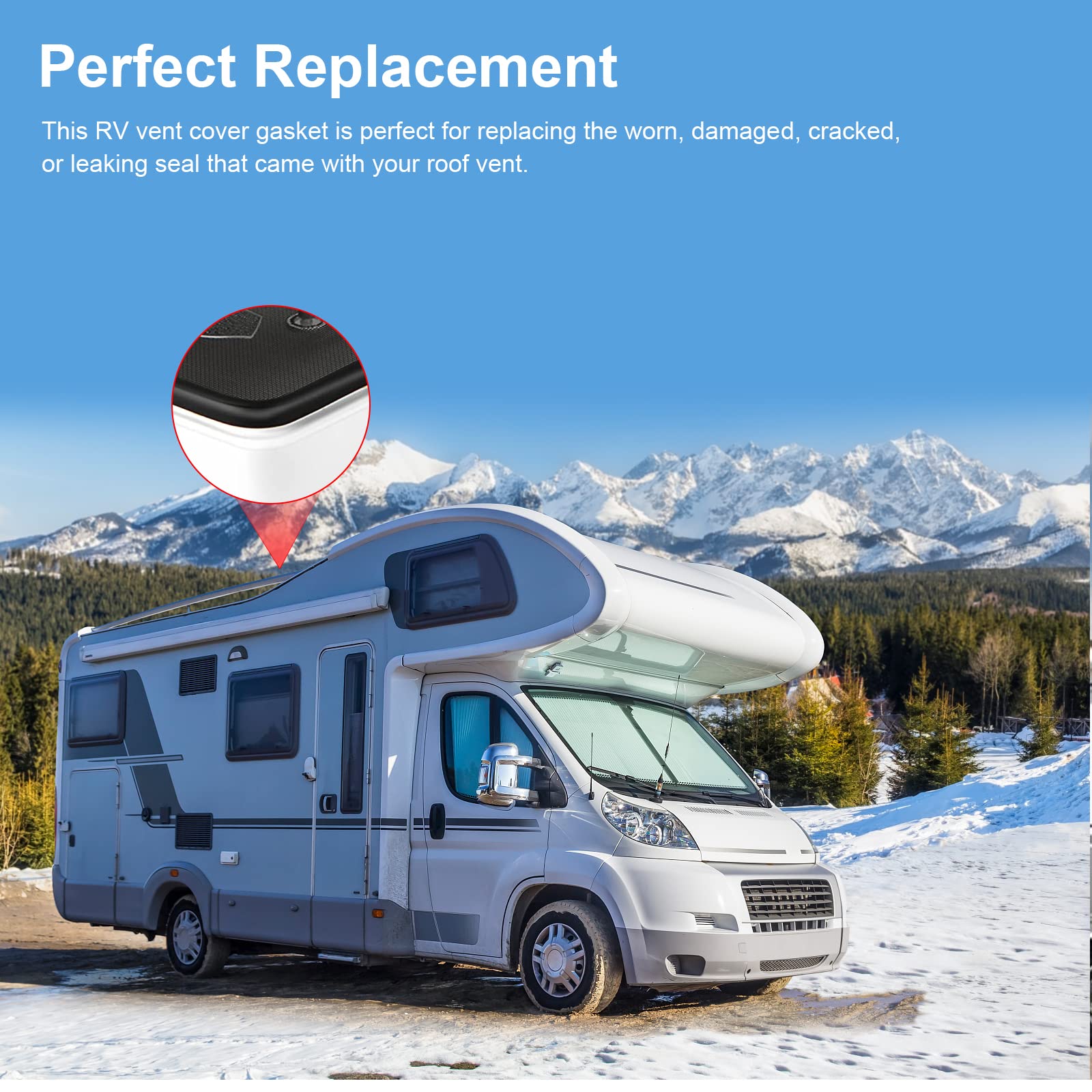 Szkxmj Rv Roof Vent Seal Vinyl Seal Rv Sealfor Ventline, Hengs And Camco Roof Vents (118Inch, White)