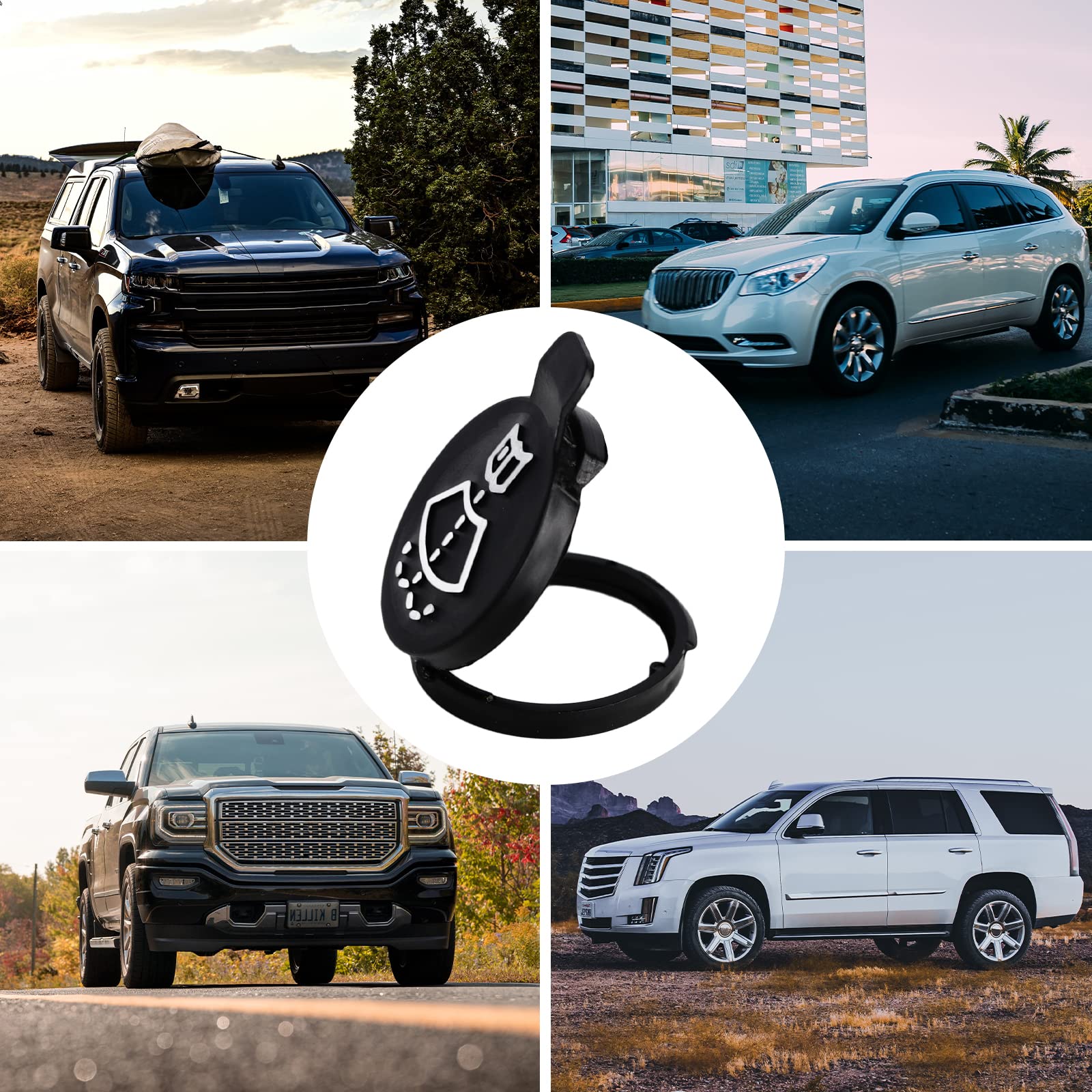 Gistilli Windshield Wiper Washer Fluid Reservoir Tank Bottle Cap Compatible With Gmc Chevrolet Cadillac Buick 12767700 13227300 19172571 12788573