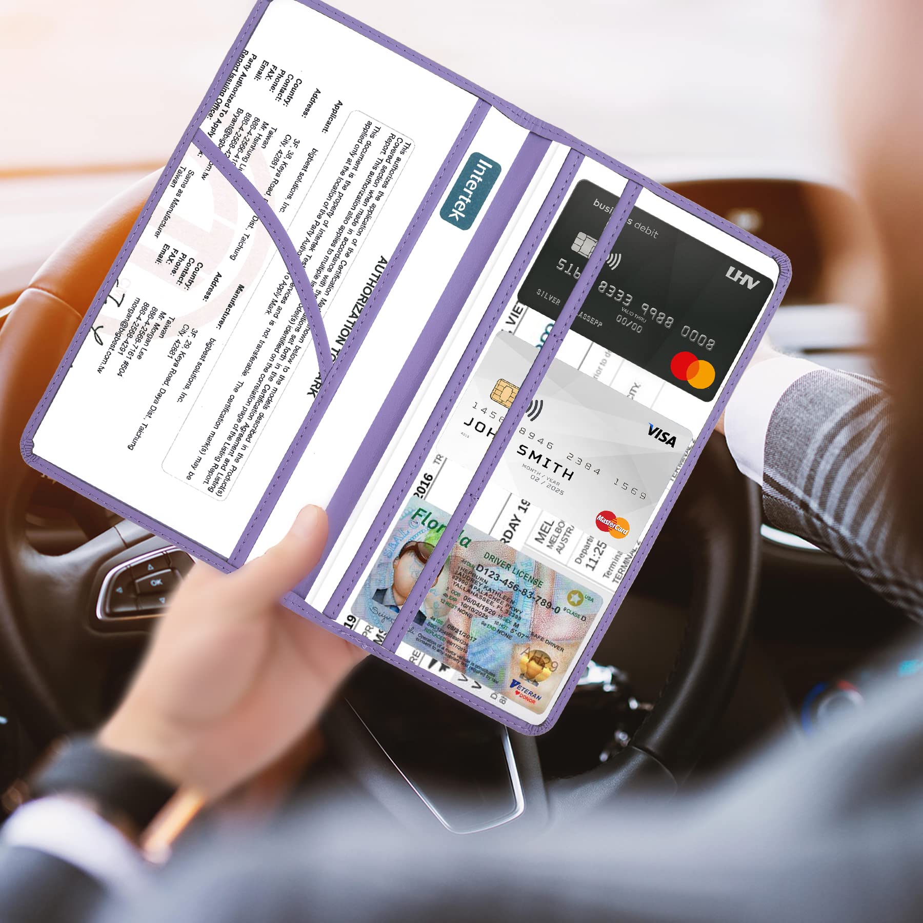 Dalueery.H Car Registration And Insurance Holder Registration And Insurance Card Holder Car Essentials For Women(Purple)