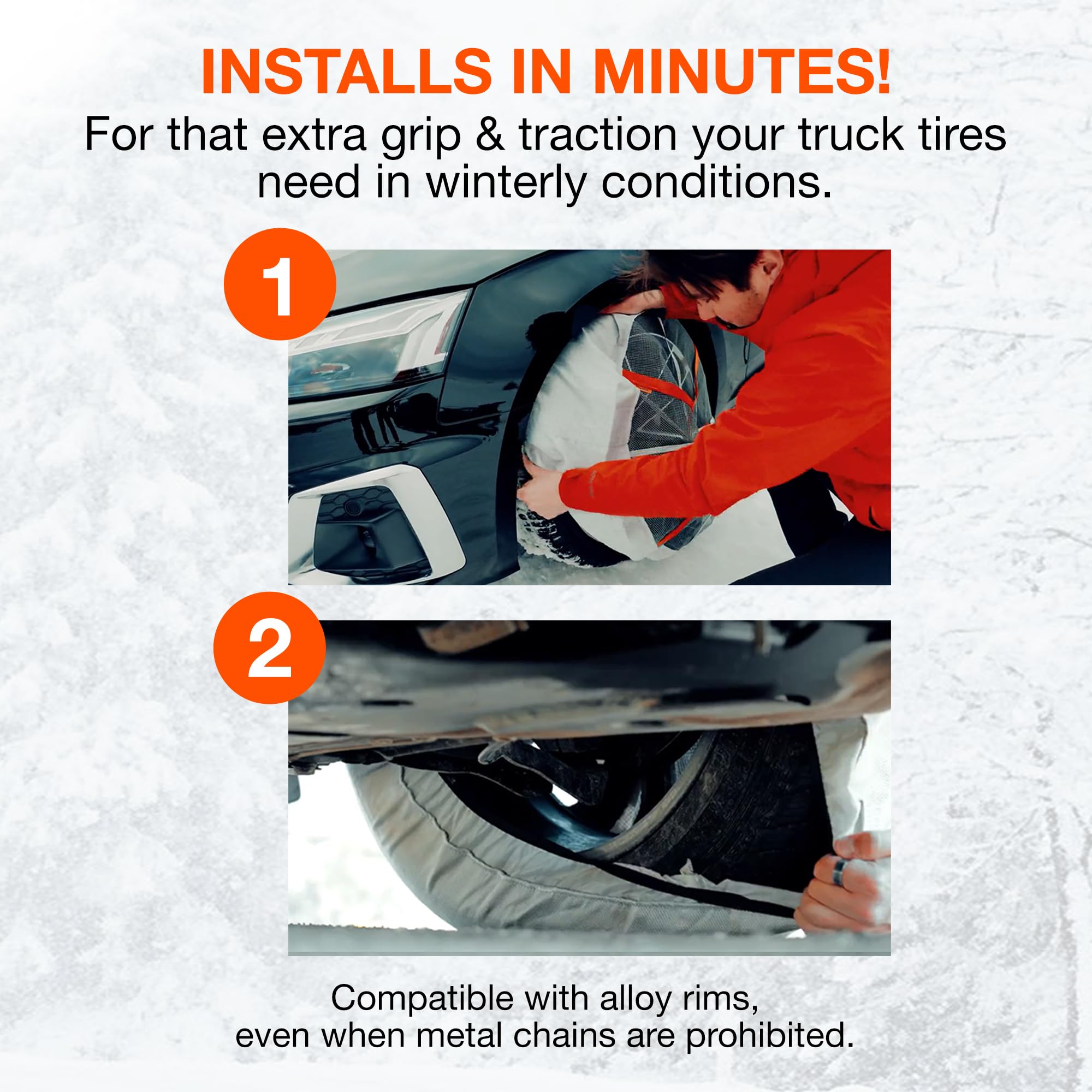 AUTOSOCK HP 695 Snow Socks for Tires, Grip Boost Traction Device, 2 Count