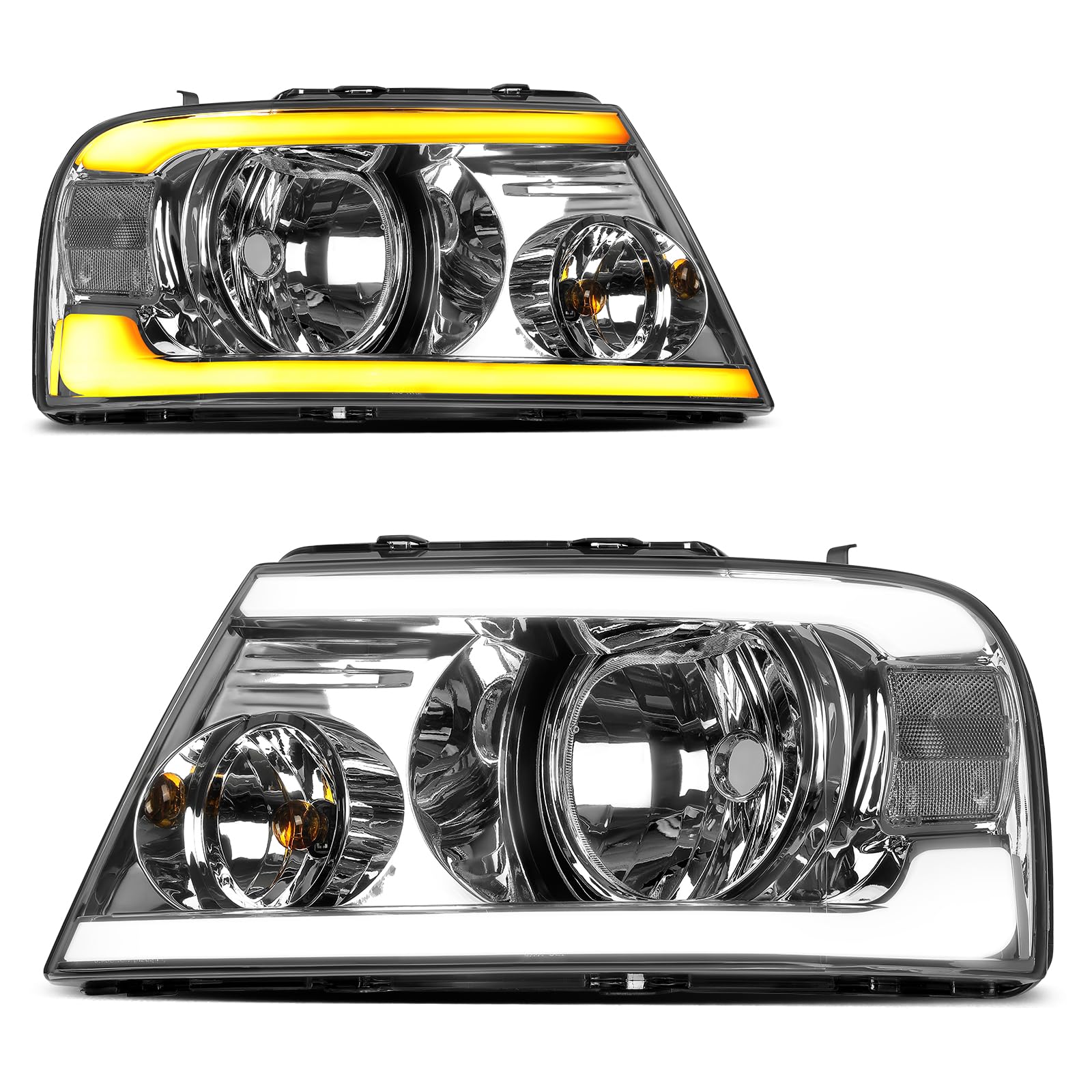 Autosaver88 Switchback Led Tube Headlights Assembly Compatible With 04 05 06 07 08 Ford F150 F-150 Drl Headlamp Replacement Pair