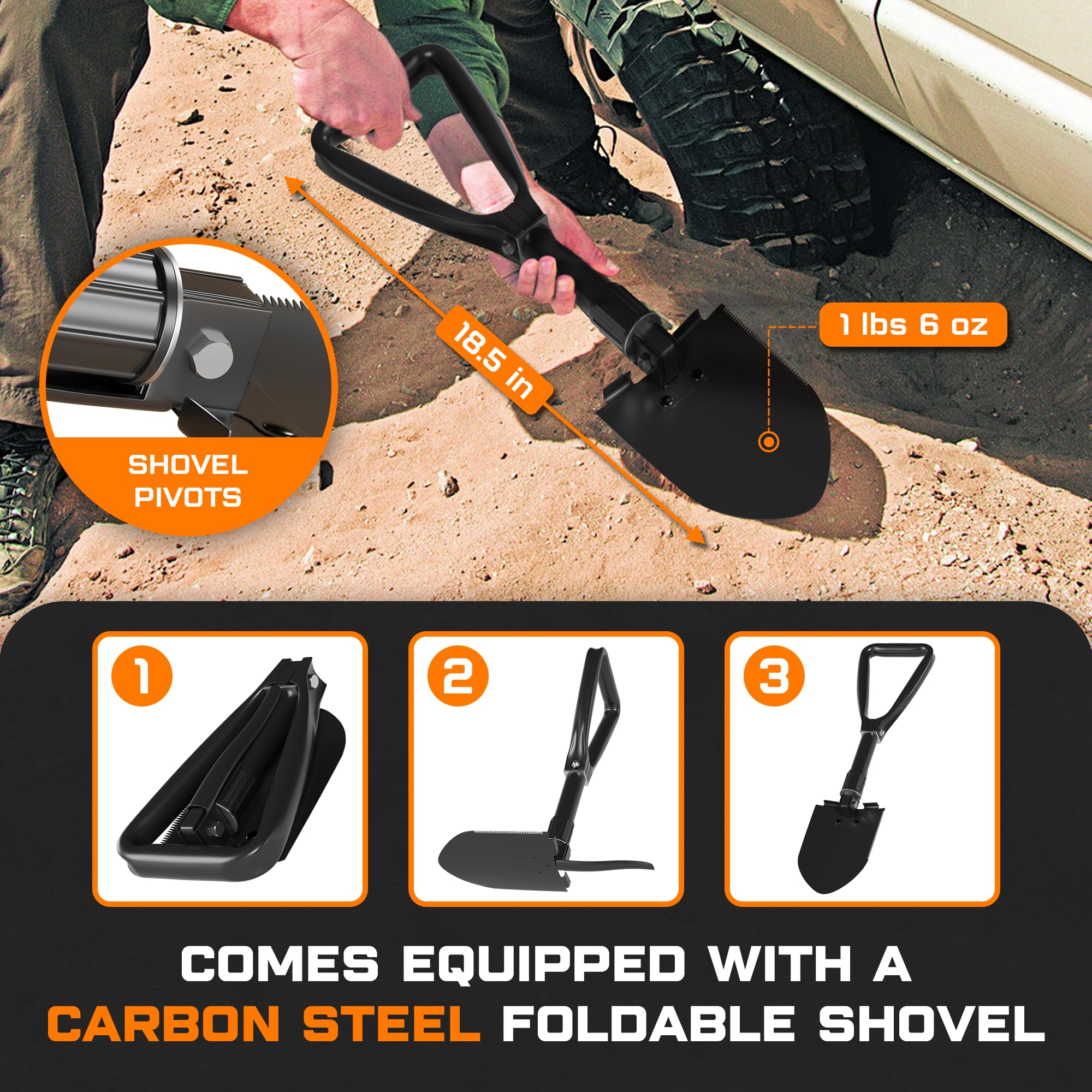 1'' X30Ft Kinetic Recovery Rope (48,500Lbs) - Heavy Duty Recovery Kit With Tow Strap, 2 Soft Shackles (7/16''X22''), Off-Road Sh