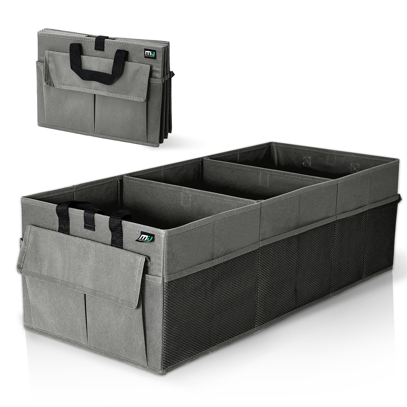 Miu Color Trunk Organizer For Car, 12 Pockets Sturdy Car Organizer For Suv, Non-Slip Bottom, Folded Trunk Storage Organizer For