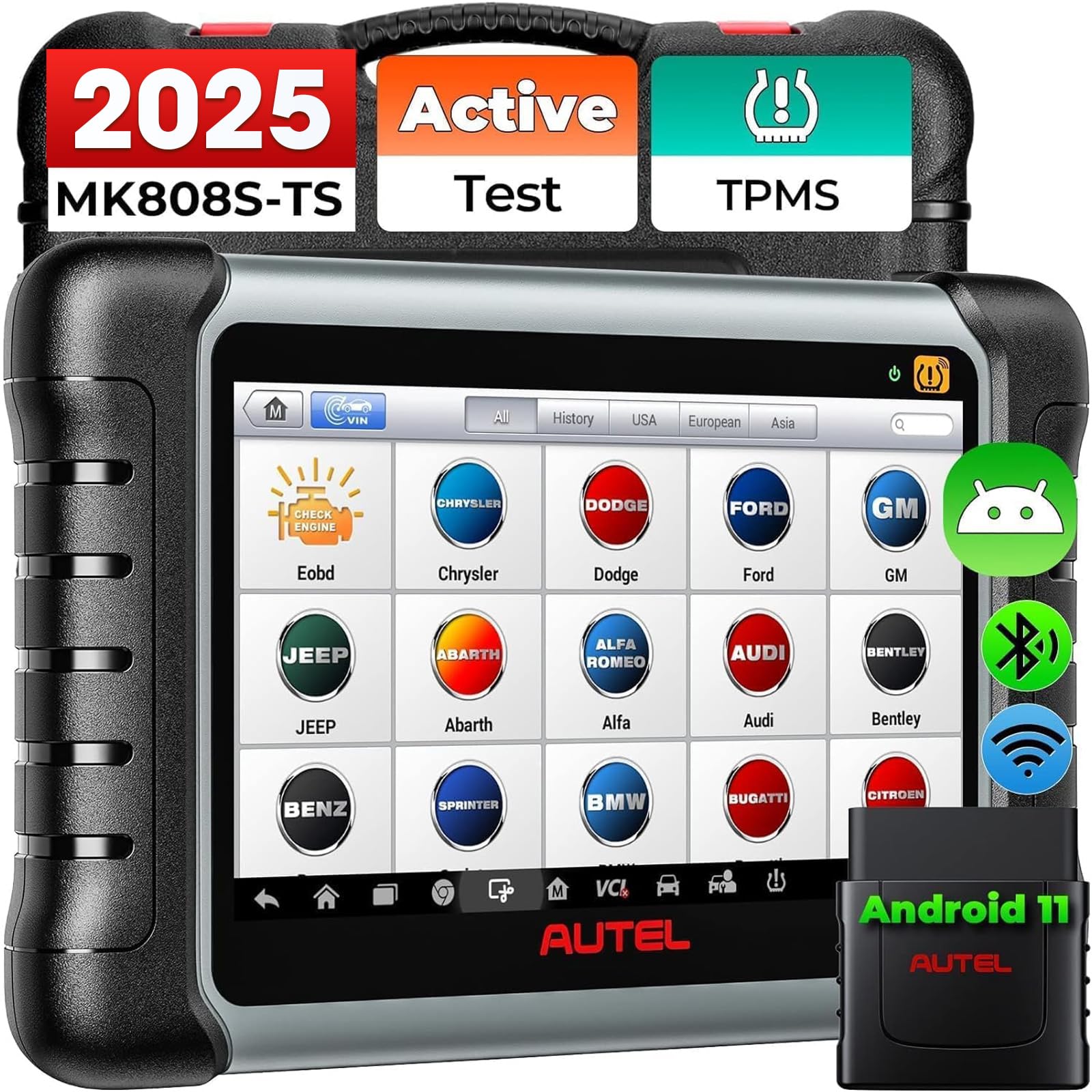 Autel MaxiCOM MK808S-TS OBD2 Scanner: 2025 Updated of MK808BT PRO, MK808TS MX808TS TS601 with Bidirectional Test, 28 Service 150