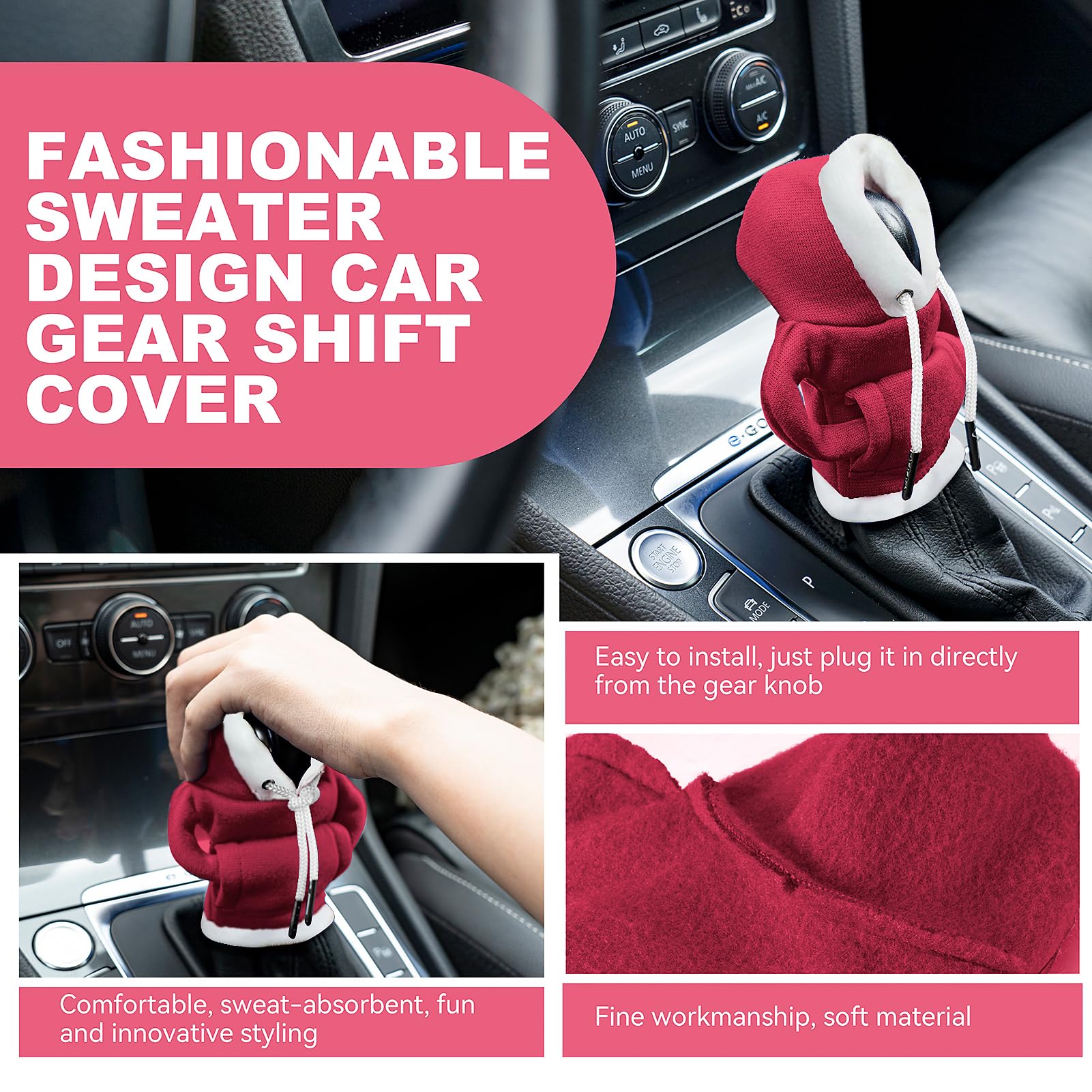 Gear Shift Hoodie Cover, Universal Car Shift Knob Hoodie, Mini Automotive Interior Cute Gadgets, Christmas Car Accessories And D