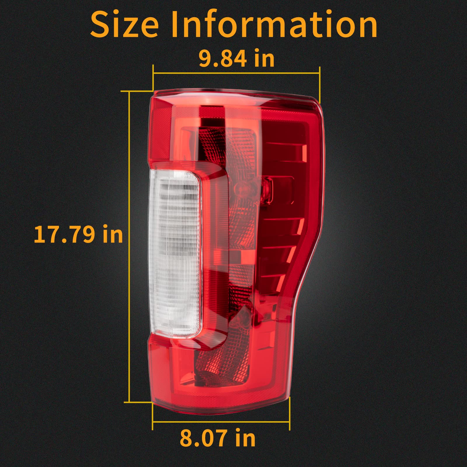 Left Driver Side Rear Tail Light Assembly Compatible With 2017-2019 Ford F-250 F-350 Super Duty Tail Light Rear Brake Lamps Repl