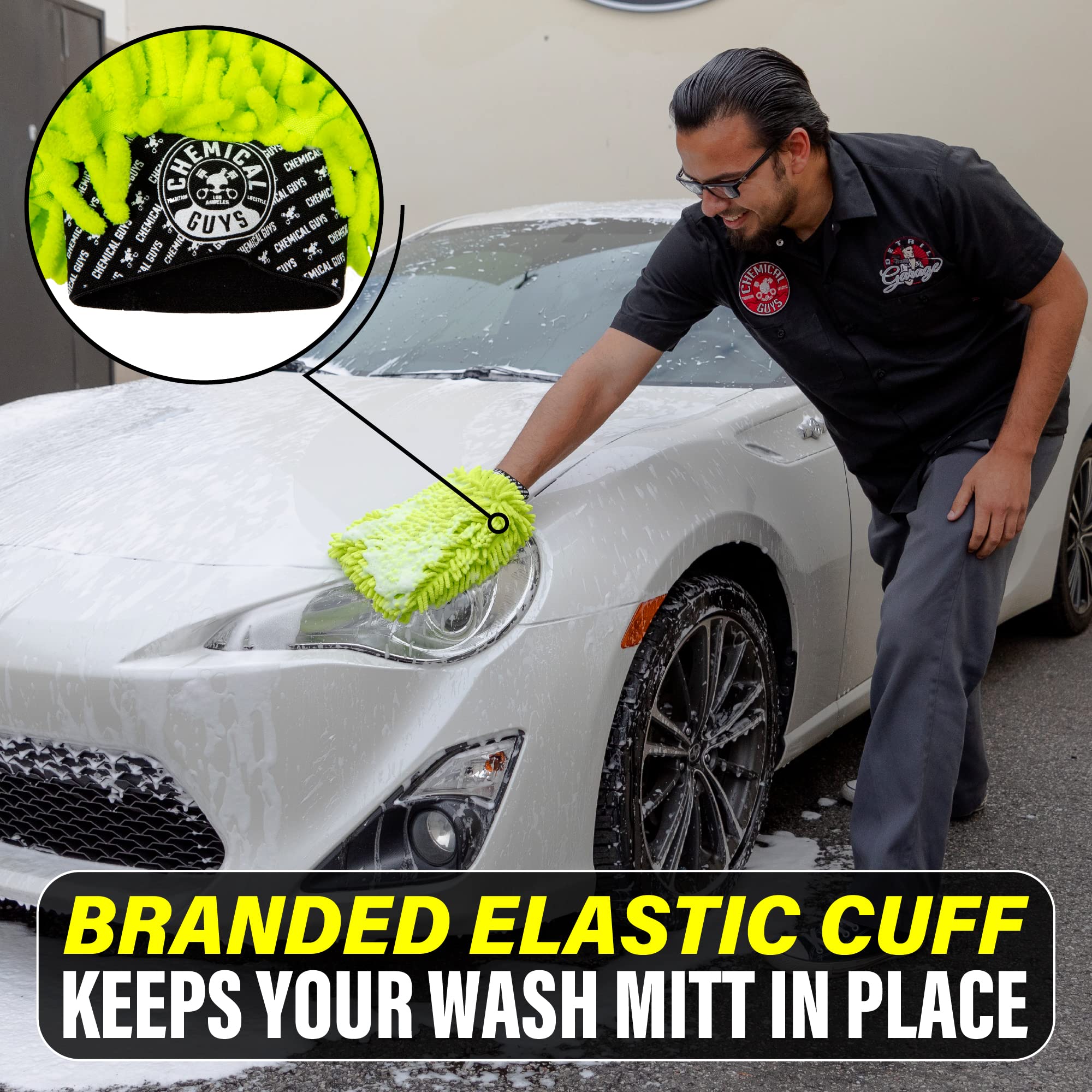 Chemical Guys Mic49302 Chenille Premium Scratch-Free Microfiber Wash Mitt, Lime Green, 9.6' X 2.3' X 7' (2 Pack)