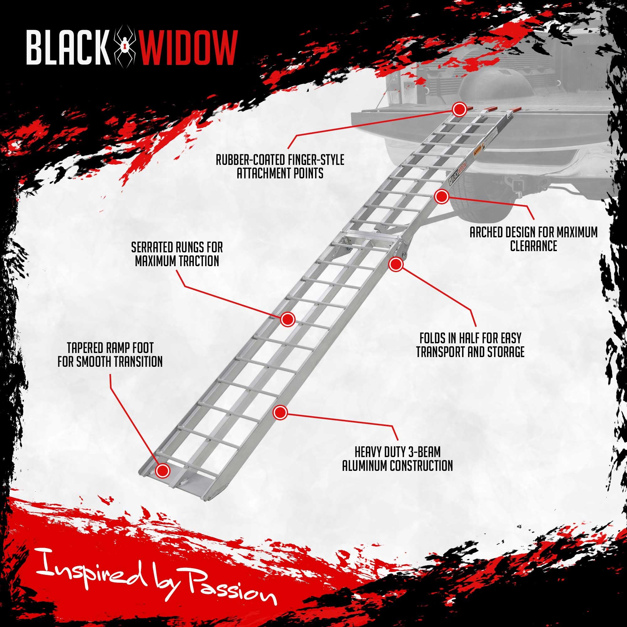 Black Widow Afl-9012 Single Runner Motorcycle Ramp – Finger-Style Lip, Rung Surface