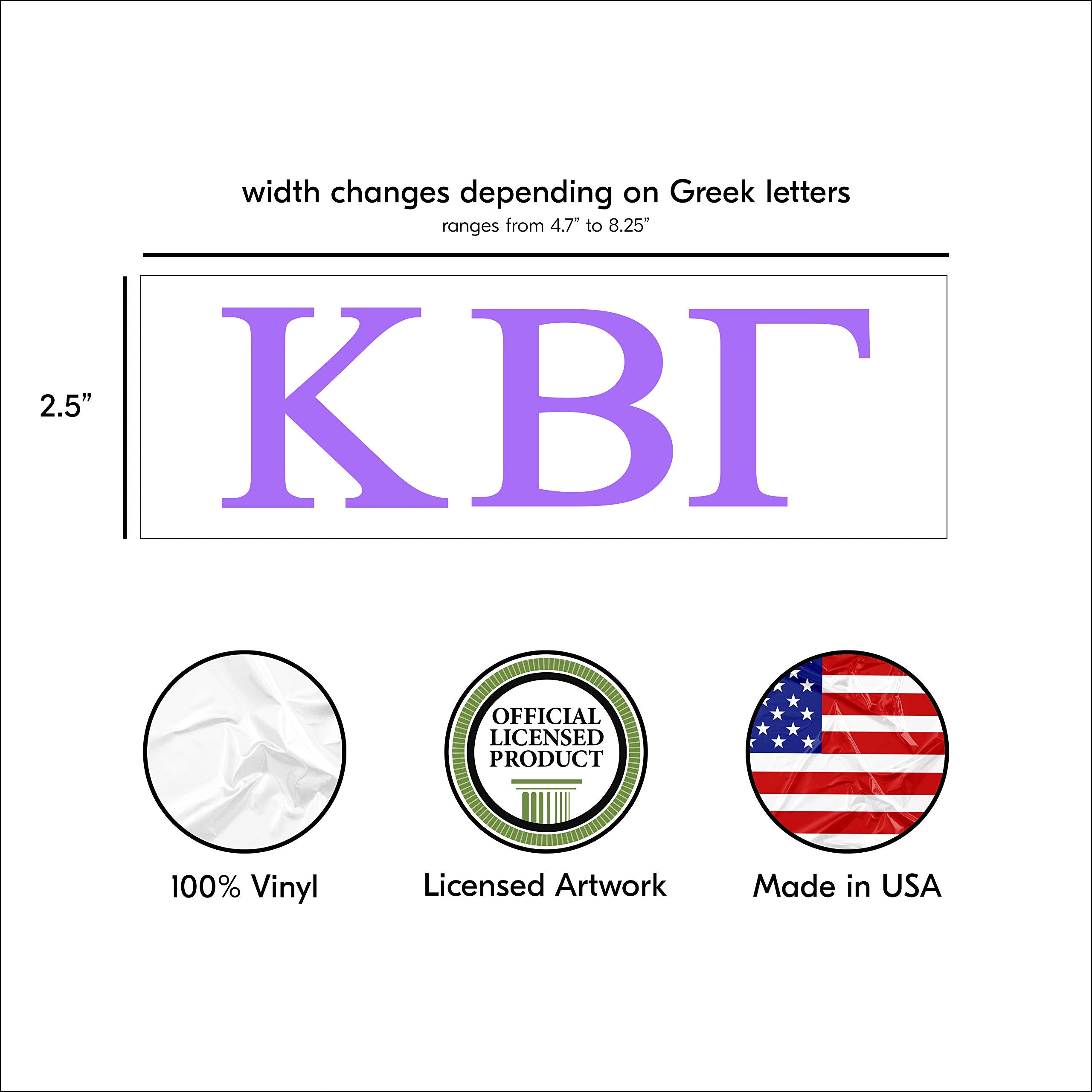 Pro-Graphx Kappa Beta Gamma Greek Sorority Sticker Decal, 2.5 Inches Tall, Lilac