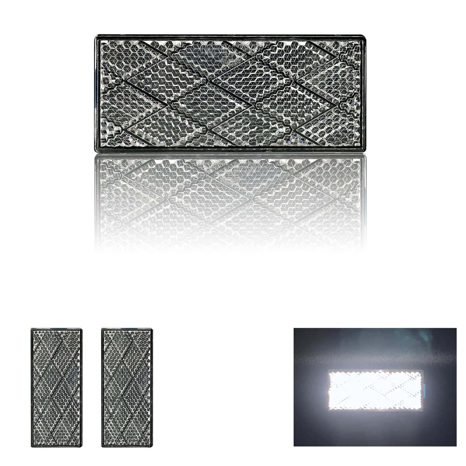 Reflector 80X35Mm Self Adhesive Rectangle Safety Waterproof Stick On For Driveway Mailbox Trailer