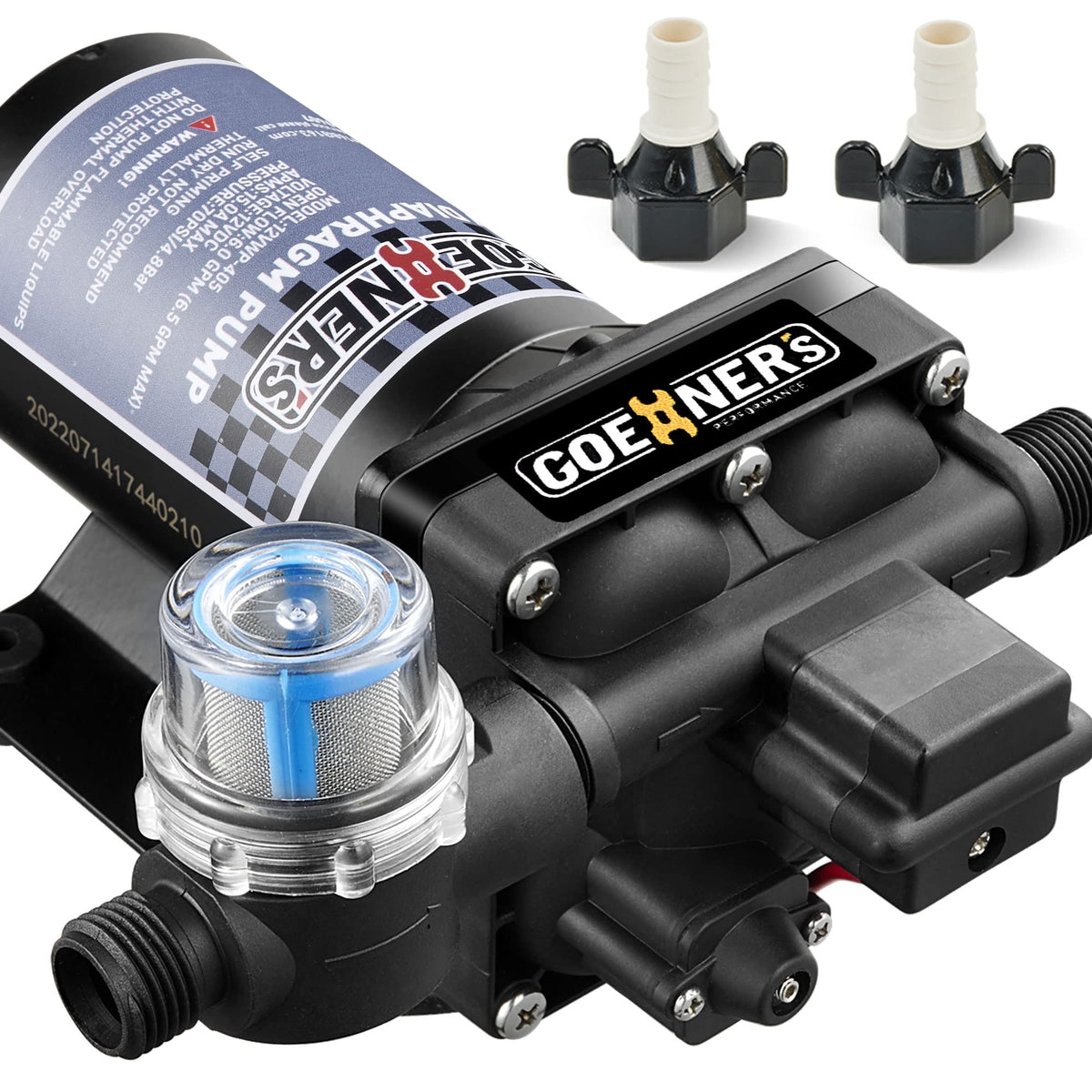 [Upgraded Version] RV Fresh Water Pump, 12V DC Water Pump, 3GPM 70PSI Self-Priming Diaphragm Water Pump with Pressure Switch and