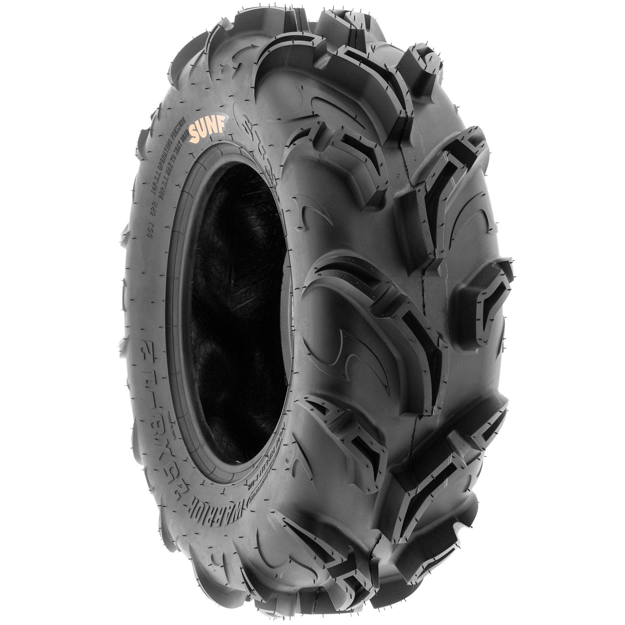 Set Of 4 Sunf Warrior At Mud & Trail 25X8-12 Front & 25X10-12 Rear Atv Utv Off-Road Tires, 6 Pr, Tubeless A048