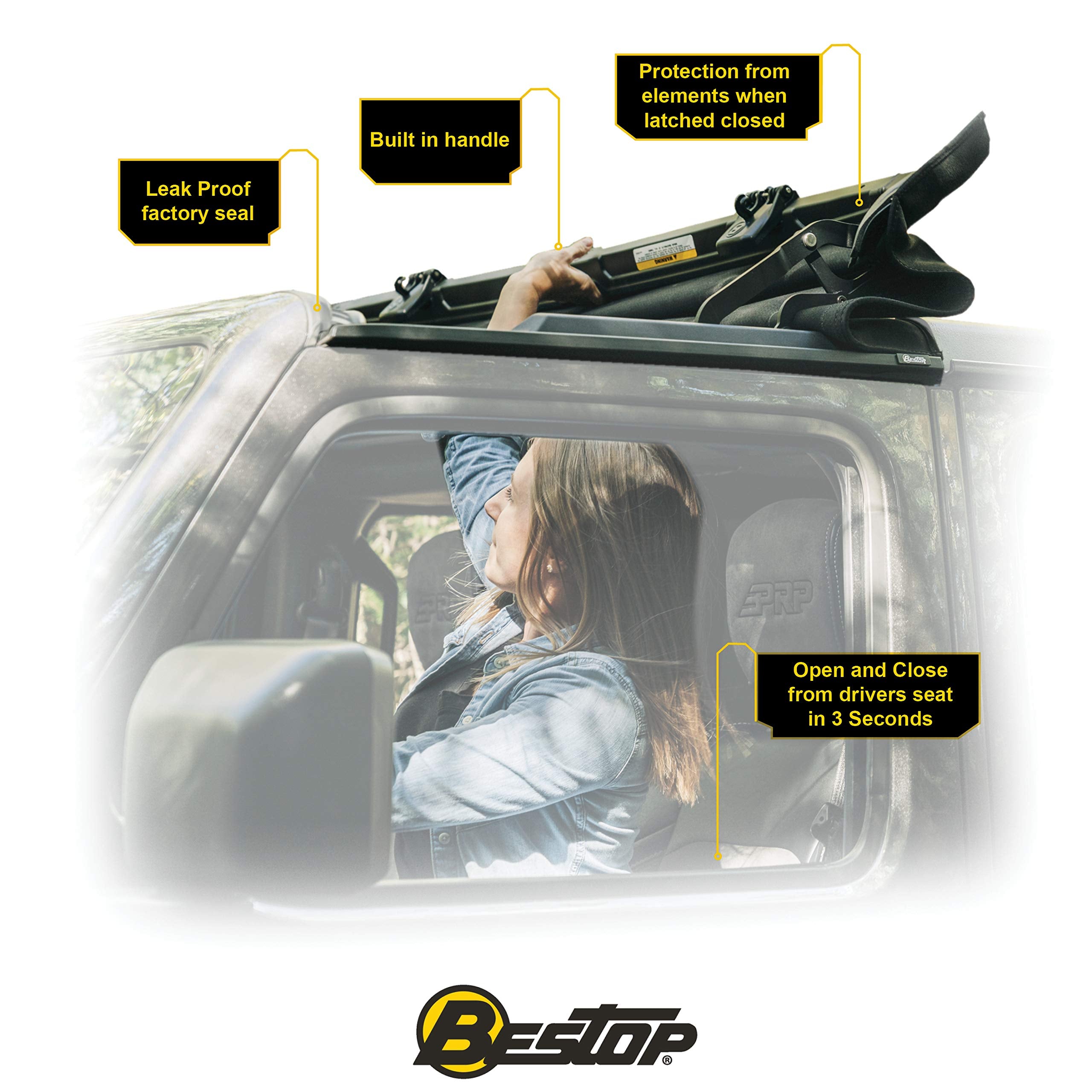 Bestop 52453-17 Black Twill Sunrider For Hardtop For 2007-2018 2-Door And Unlimited