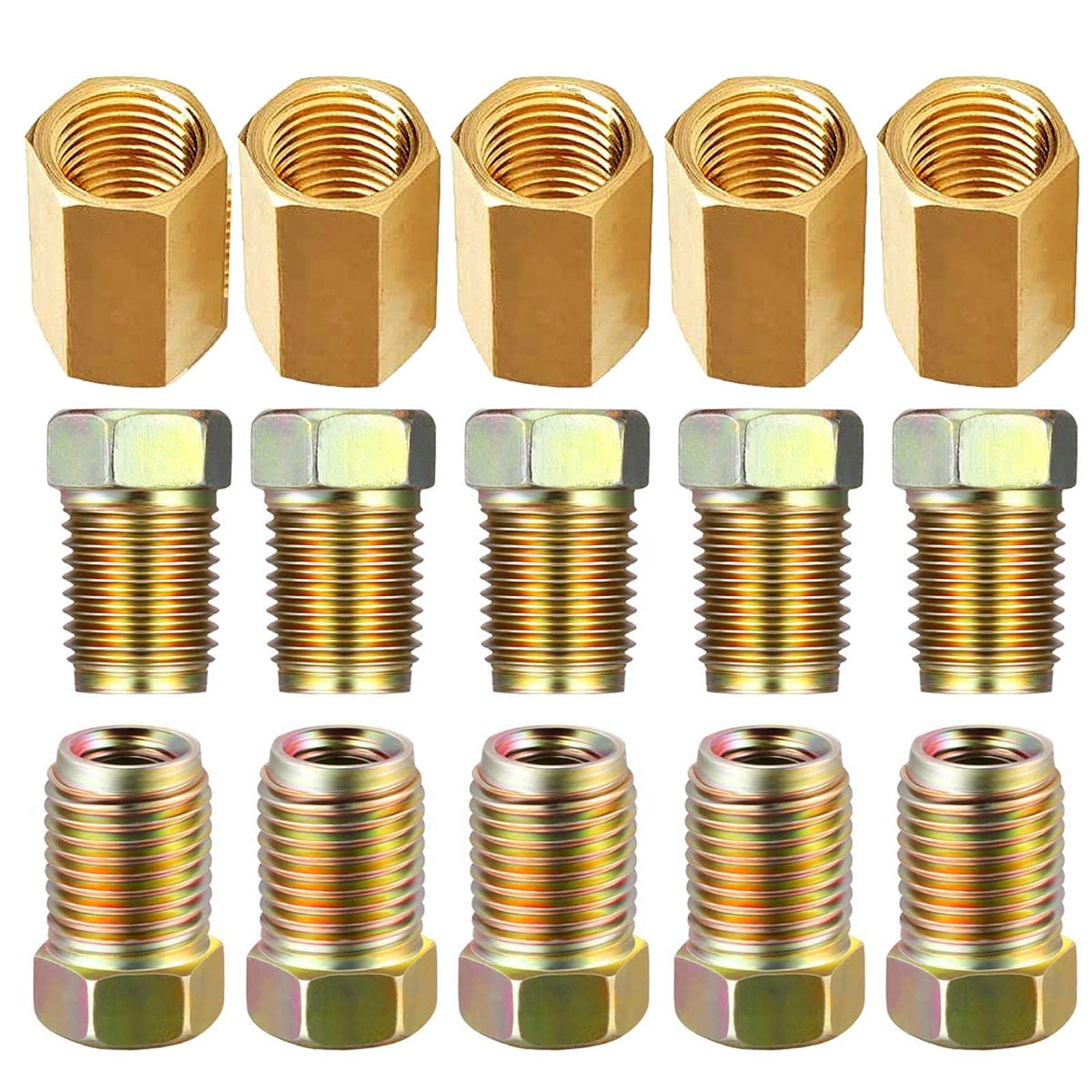 Muhize 3/16'' Brake Line Fittings - Upgraded 15 Pieces 3/8'-24 Threads Assortment Brake Fitting For 3/16 Inch Brake Line Tube (5